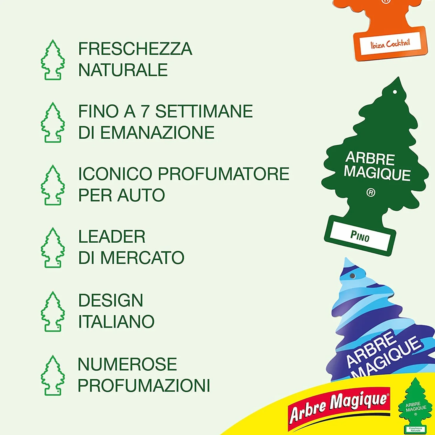 Arbre Magique Duo Pack Muschio Bianco Profumatore Auto 7 Settimane Fragranza Fresca