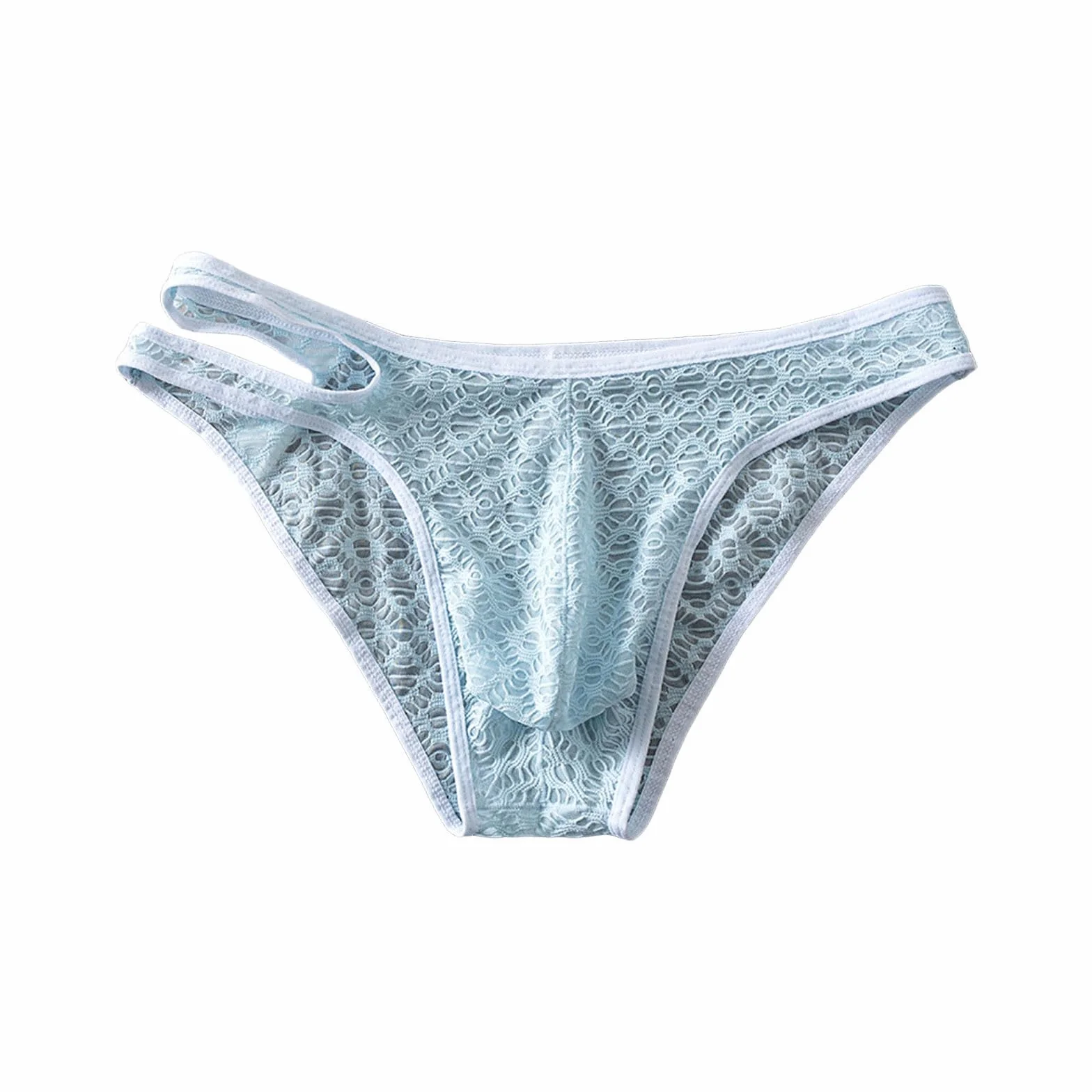 Tanga Uomo Slip Sexy a Triangolo Trasparenti in Rete Traspirante con Motivo Jacquard