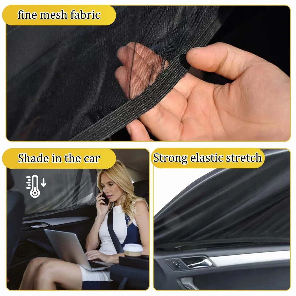 2 Pezzi Parasole Auto Bambini, Tendine Parasole Auto, Universali Tendine parasole auto bambini, Block raggi UV anti zanzara, Protegge Bambini e Animali Domestic per Tendine Auto Finestrini Laterali