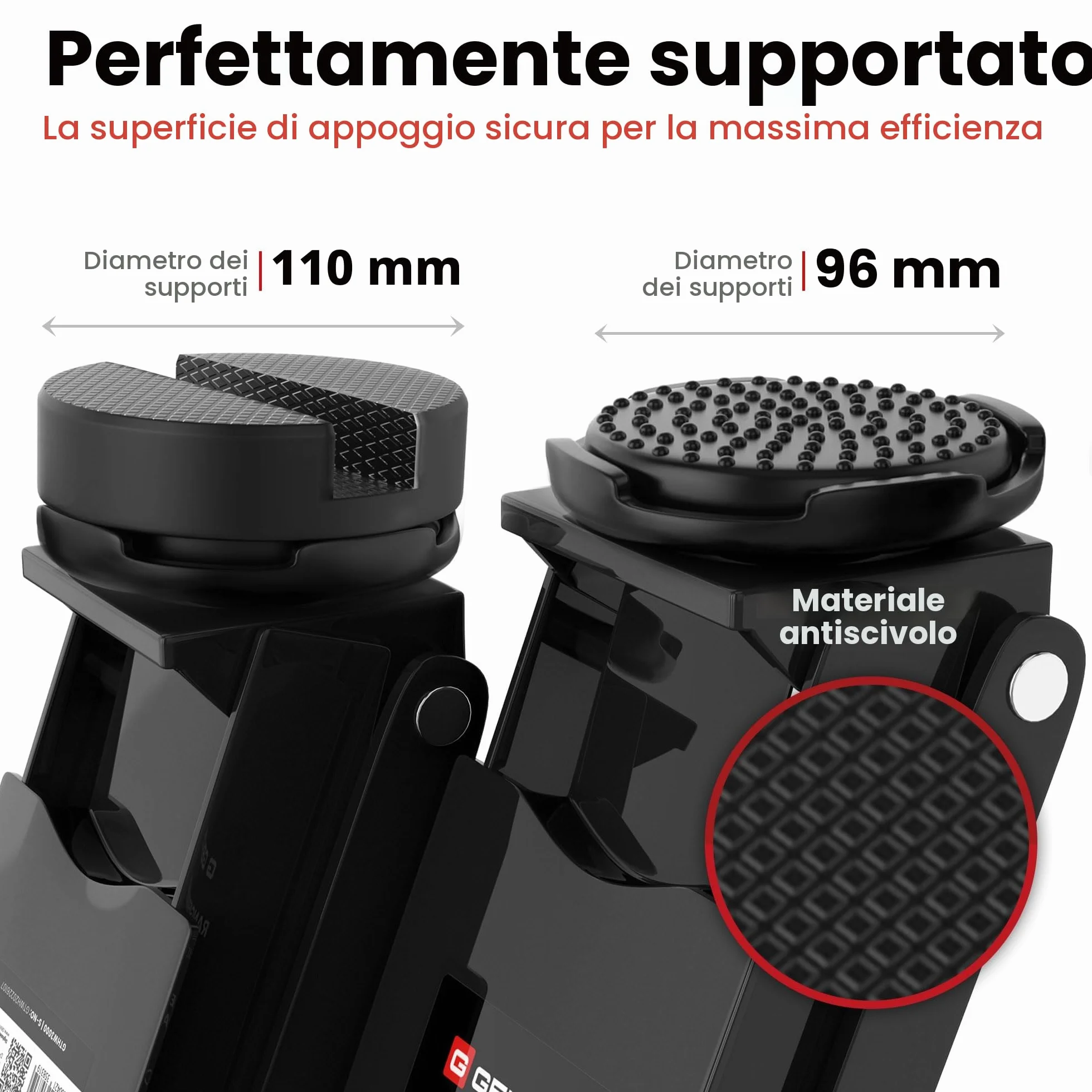 Cric Idraulico 3T 75 505 mm Professionale Auto SUV Sollevatore Pesante Ruote 360° Nero
