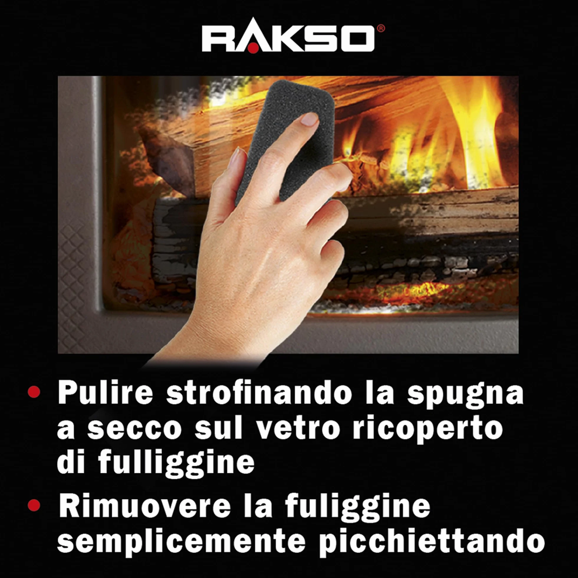 RAKSO Pulitore per vetri e caminetti e stufe Spugna 2 pezzi