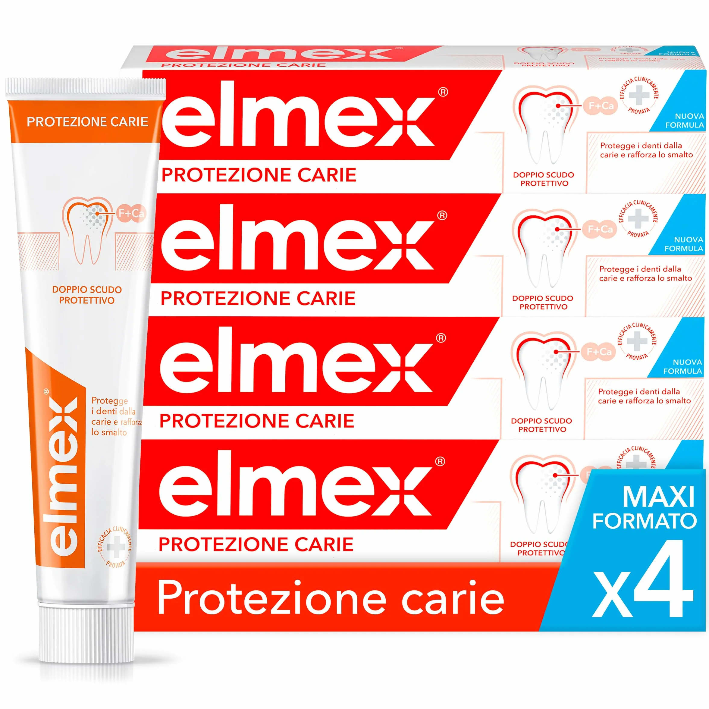 Elmex Dentifricio Anticarie 4x75ml Protezione Carie Denti Smalto Formula Anticarie