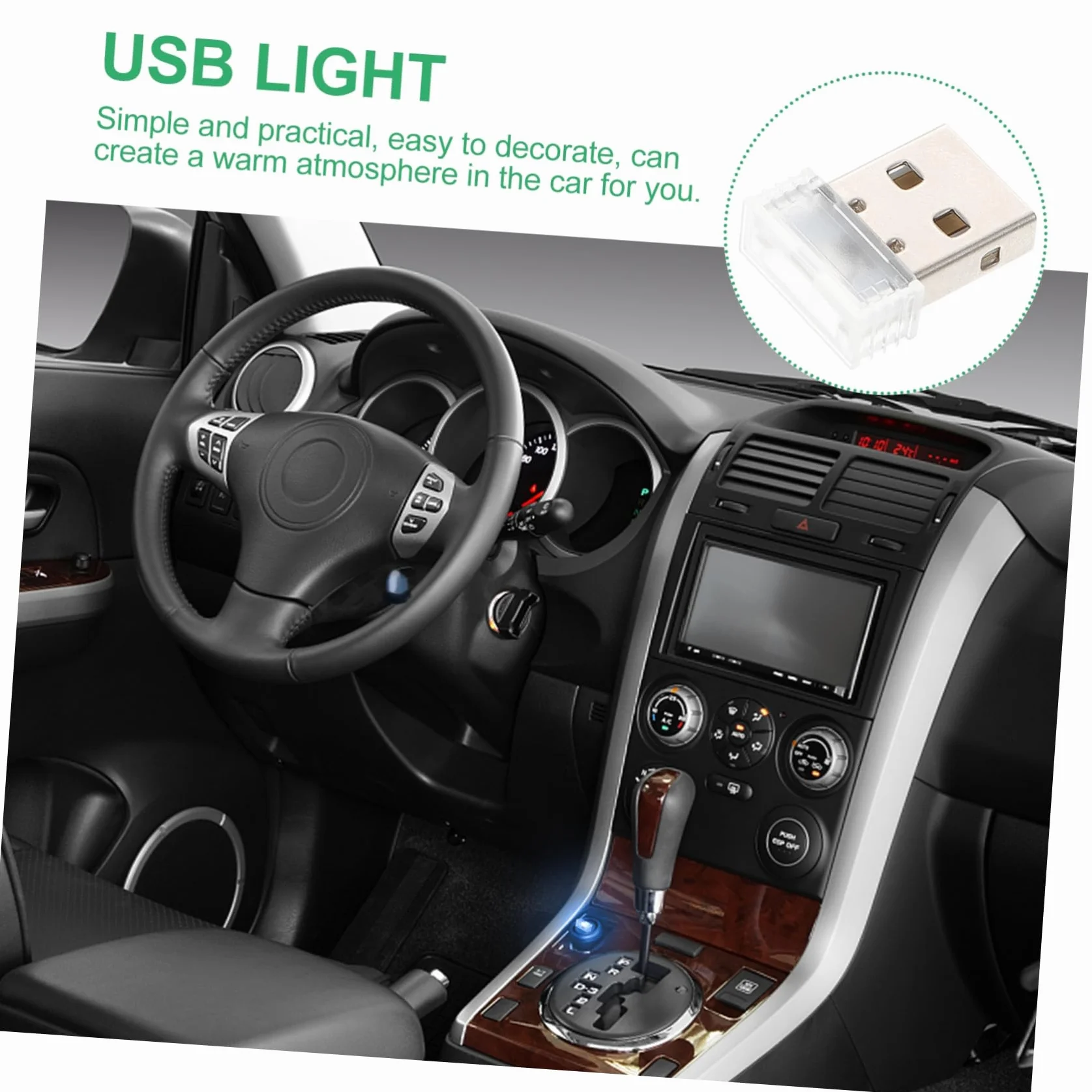 SOIMISS 4 Pezzi Lampada USB per Auto Luce d'Atmosfera Interna Notturna Carica USB per Auto e Casa