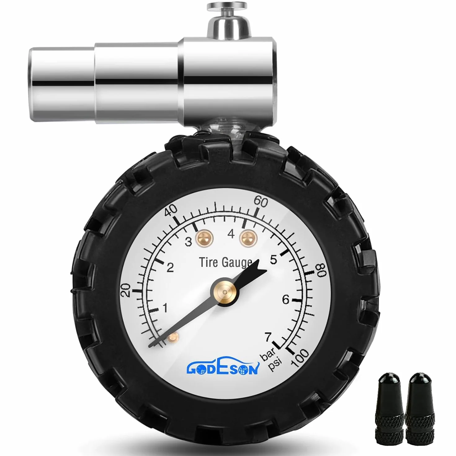 Godeson Manometro Pressione Gomme 100PSI/7Bar per Bicicletta Valvola Presta