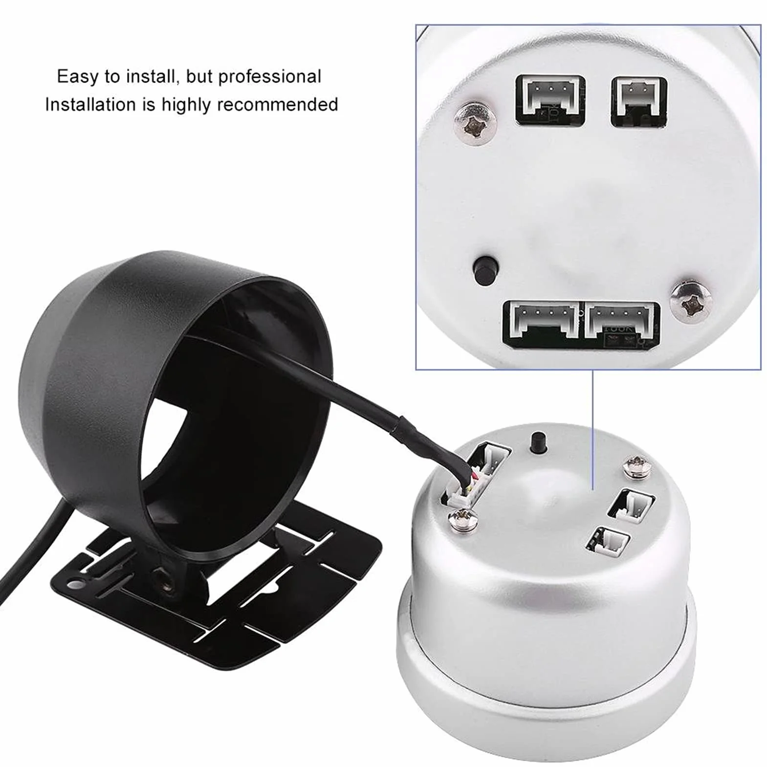 Misuratore di Pressione del Manometro Turbo Boost 0‑200 Kpa Retroilluminazione a LED 60 Mm/2,5 Pollici di Diametro Universale per Auto 12V