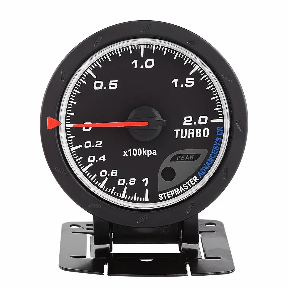 Fydun Calibro universale 60 mm LED Turbo Boost Nero per auto 0-200 Kpa