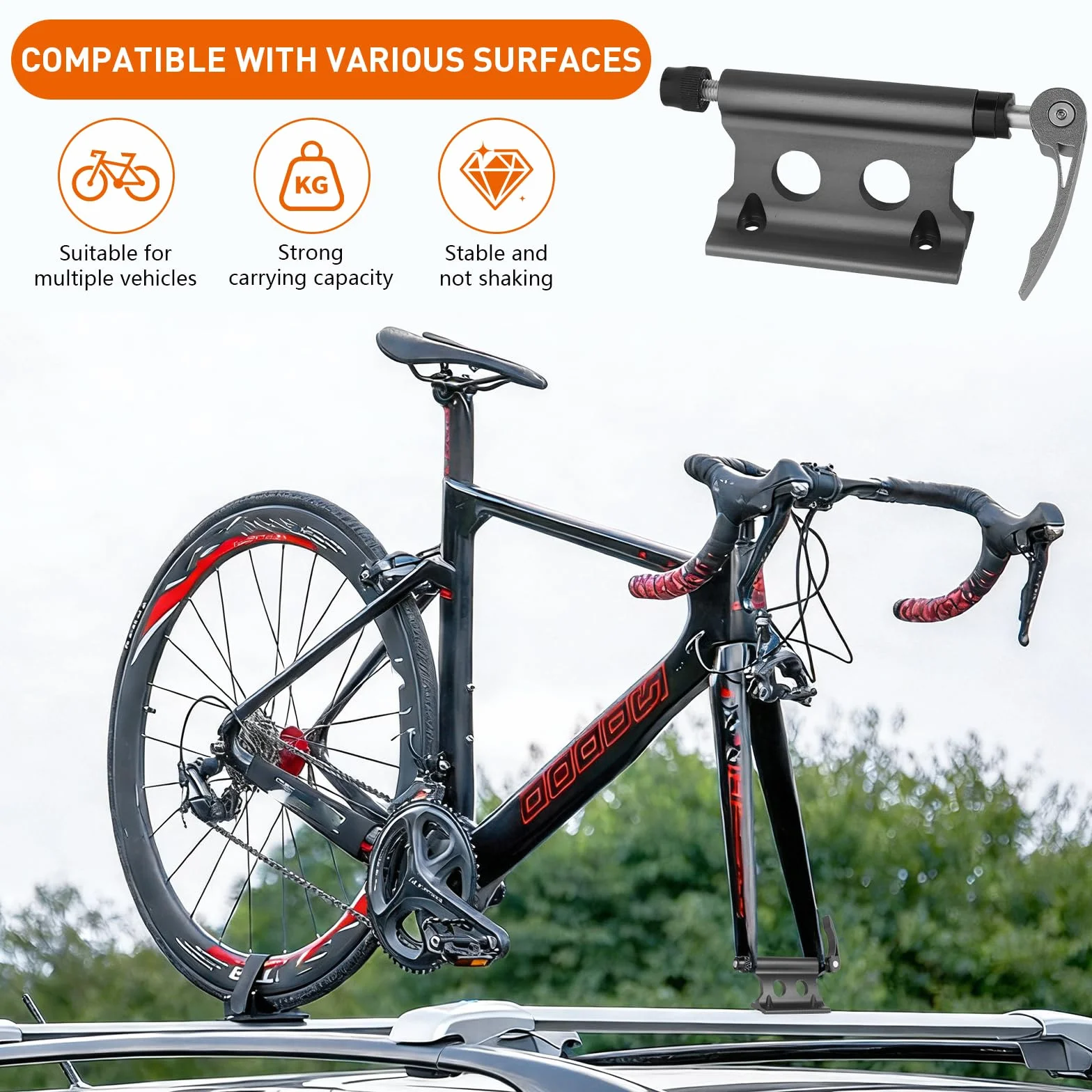 2 Supporti per forcella per bicicletta, forcella anteriore, clip fissa, supporto per forcella in lega alluminio con sgancio rapido Accessori per trasporto,viaggi,attività aperto(Titanio scuro)