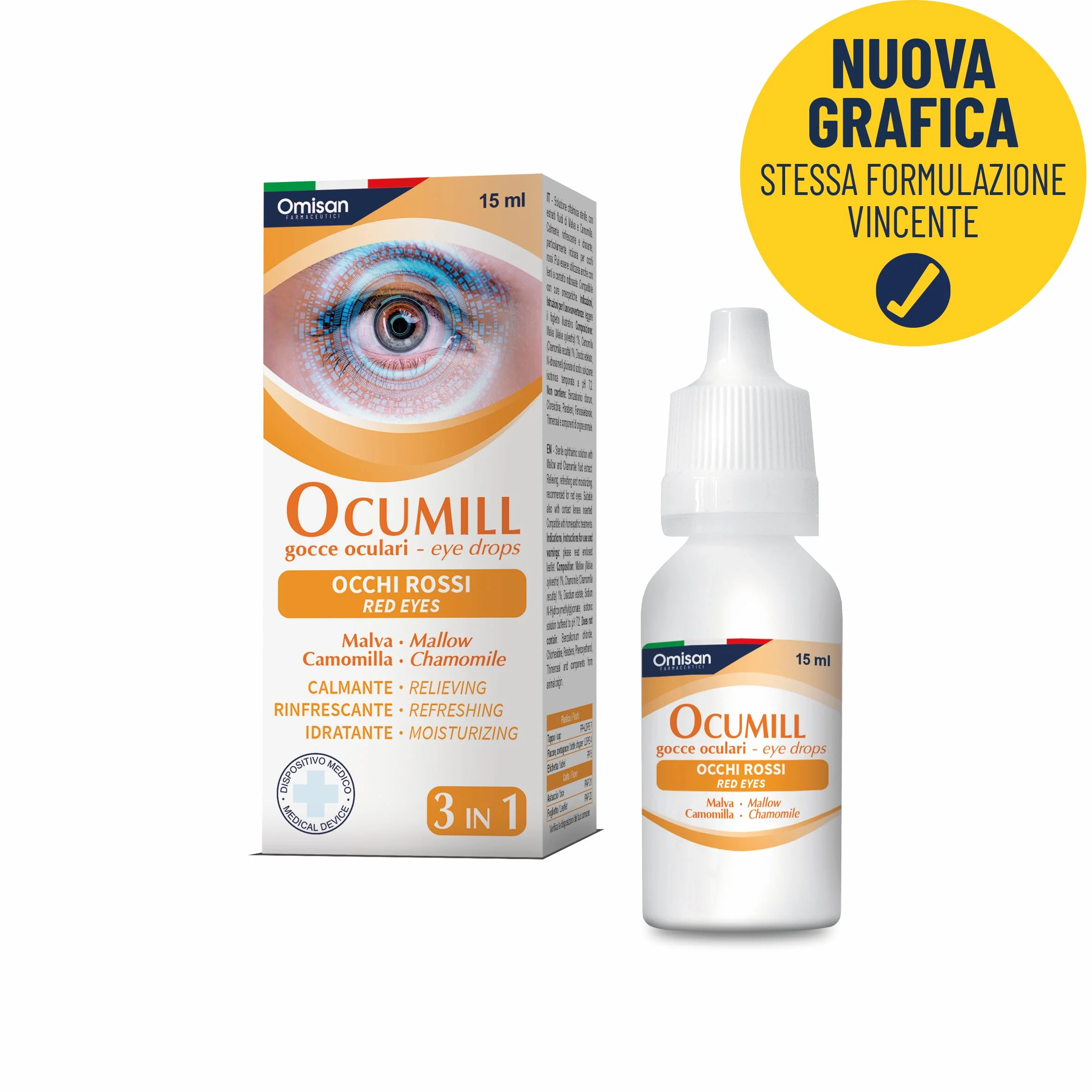 Ocumill 3 in 1 Gocce oculari con Camomilla e Malva 15 ml