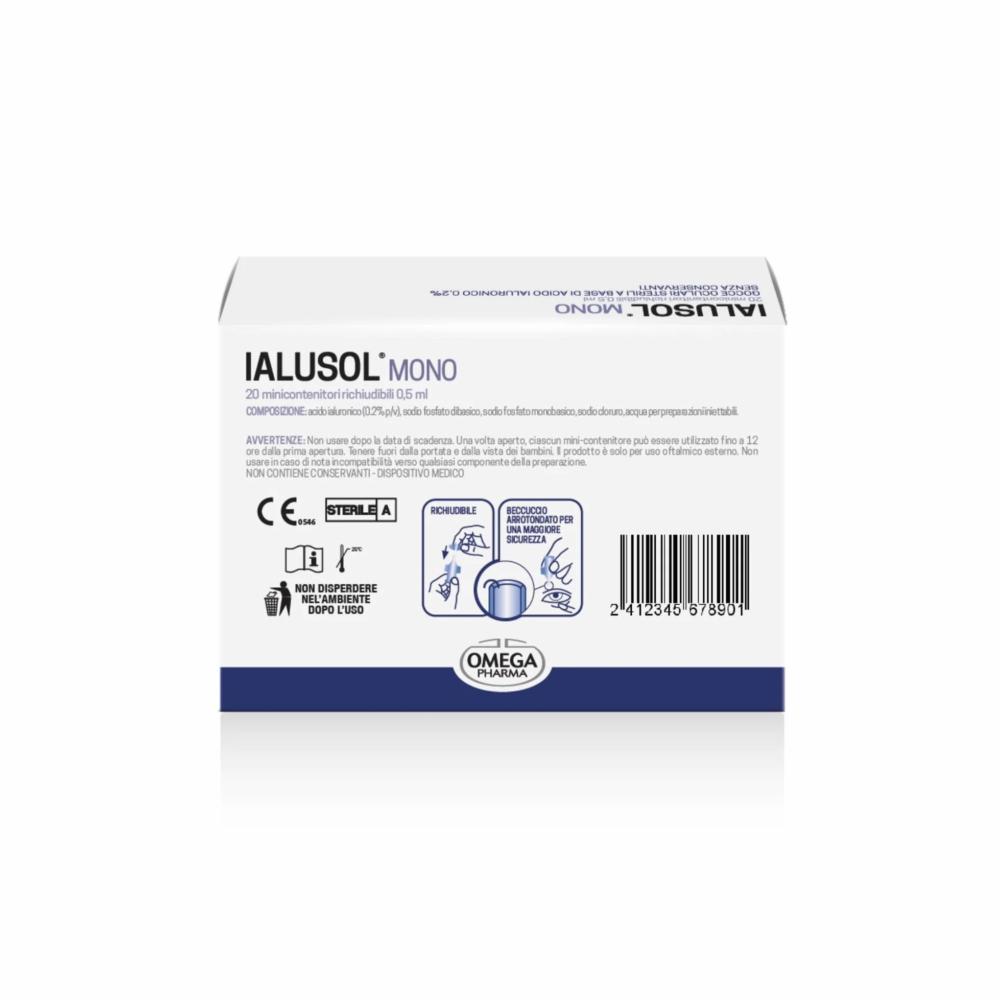 Omega Pharma Ialusol Gocce Monouso Oculari Acido Ialuronico 20 Microcontenitori