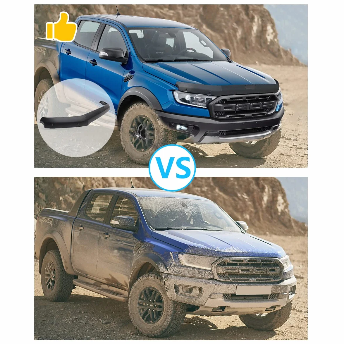 Deflettori del vento e protezione del cofano del cofano per Ford Ranger Wildtrak T7 T8 2015-2022 Raptor XL XLT Tremor Limited Platinum MK2 MK3 (protezione del cofano)