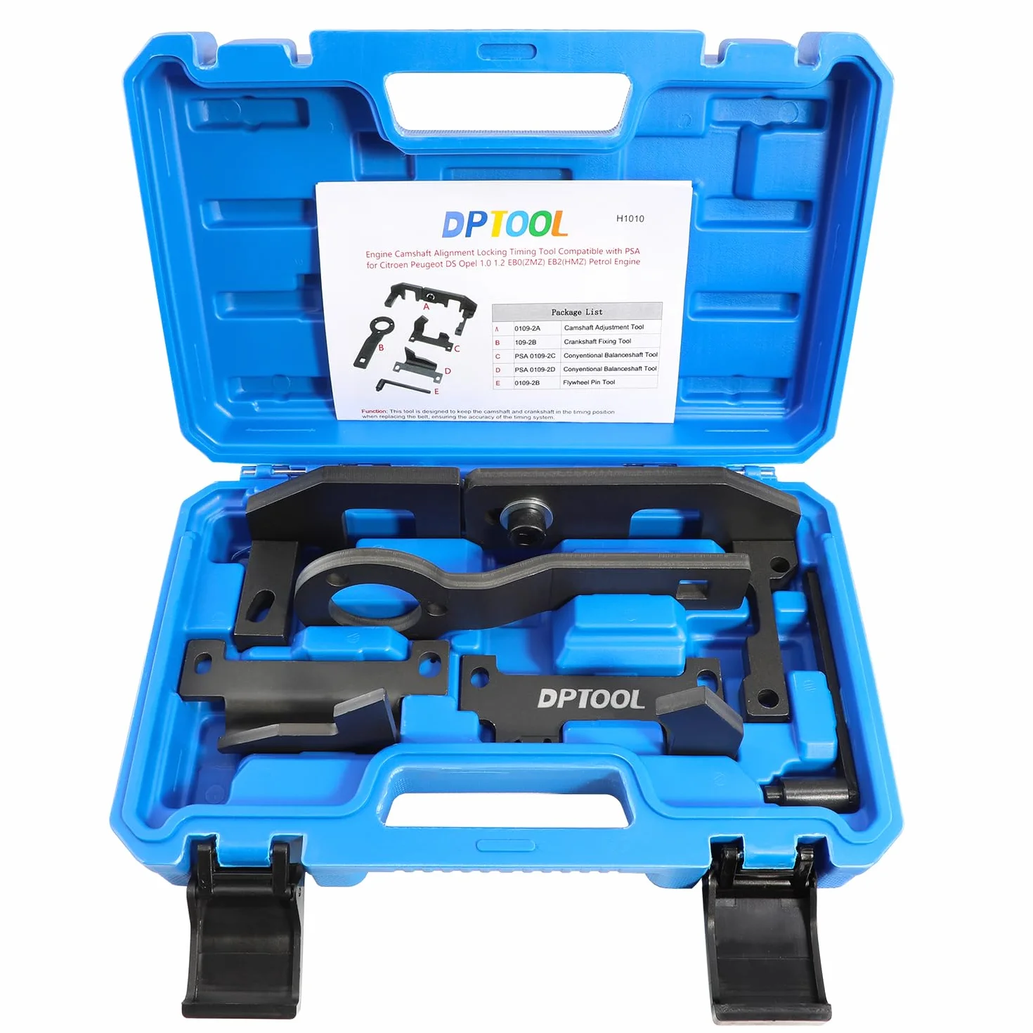 DPTOOL Strumento di Messa in Fase Kit Attrezzi Messa in Fase Motore Blocco per PSA Citroen Peugeot Opel per Toyota 1.0 1.2 EB0(ZMZ) EB2(HMZ) Motore a Benzina 0109-2A 0109-2B