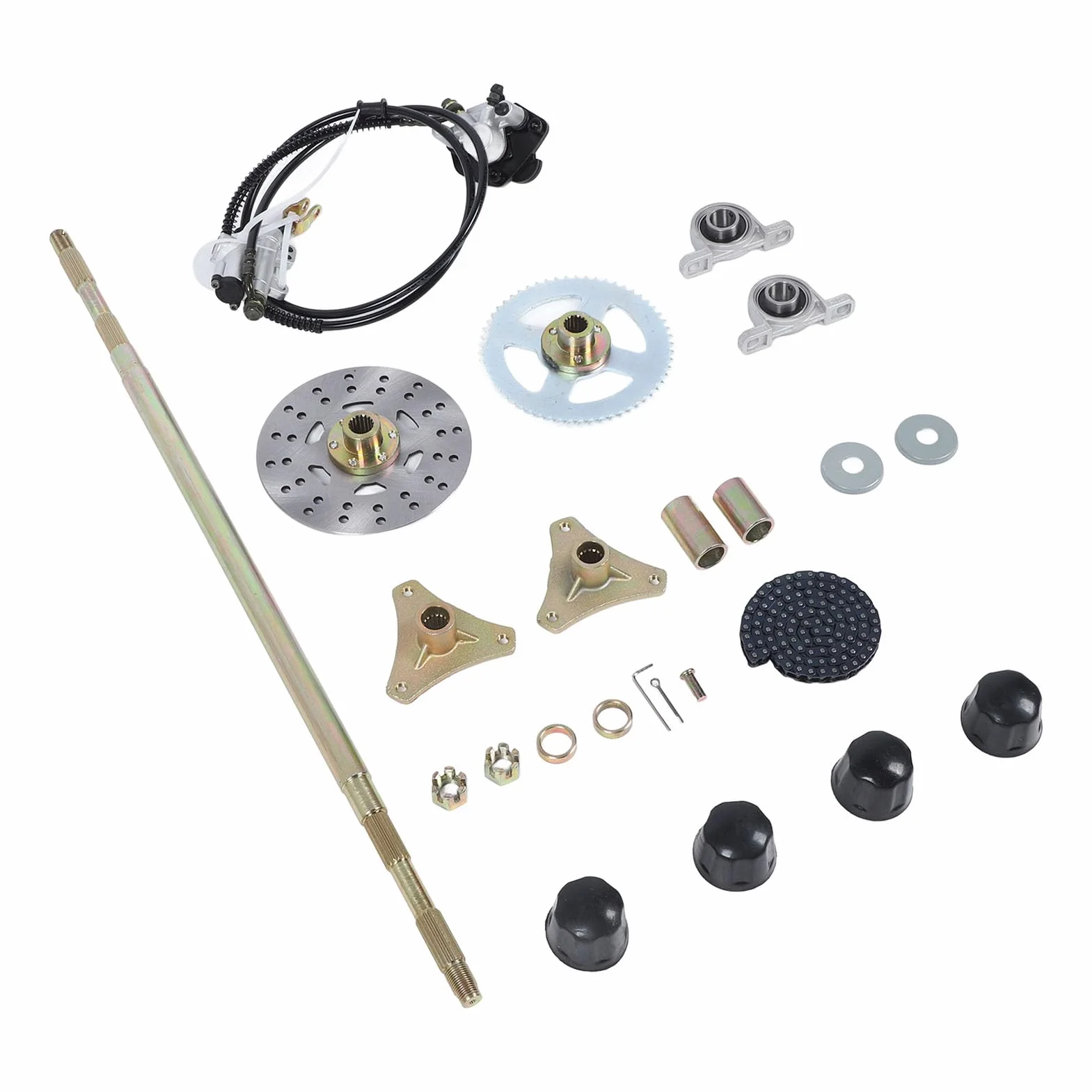 Sxhlseller Kit Assemblaggio Assale Posteriore 74cm Go Kart, Kit Assale in Metallo con Componenti e Catena del Freno per Quads ATV