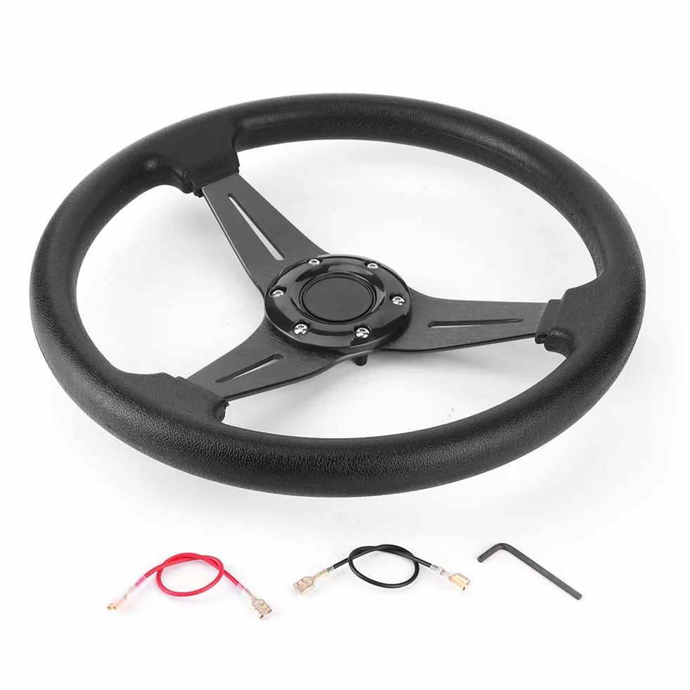 Volante Sportivo Universale 350 Mm 14 Pollici Fondo Piatto Nero