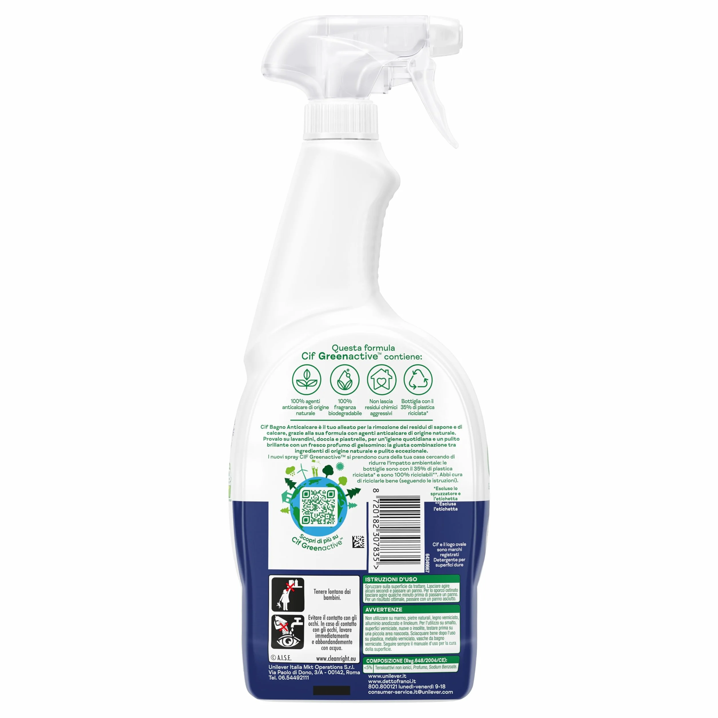 Cif Bagno Spray Detergente Anticalcare 650 ml Rimozione Sapone Calcare