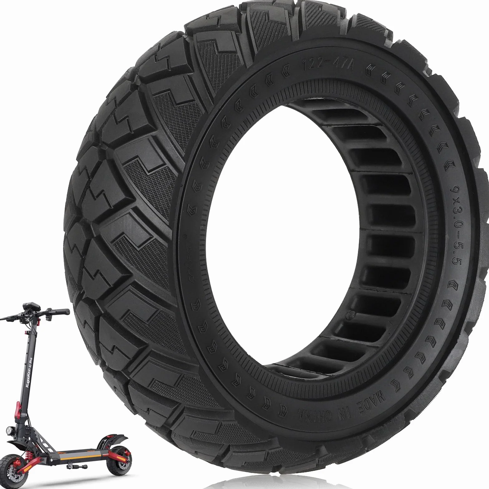 TREFAN 9 x 3,0 – 5,5 pneumatici pieni per Kukirin G2 pro scooter elettrico, 9 x 3,0 – 5,5 fuoristrada, pneumatici di ricambio anteriore/posteriore, 9 pollici, antiscivolo, pneumatici per scooter