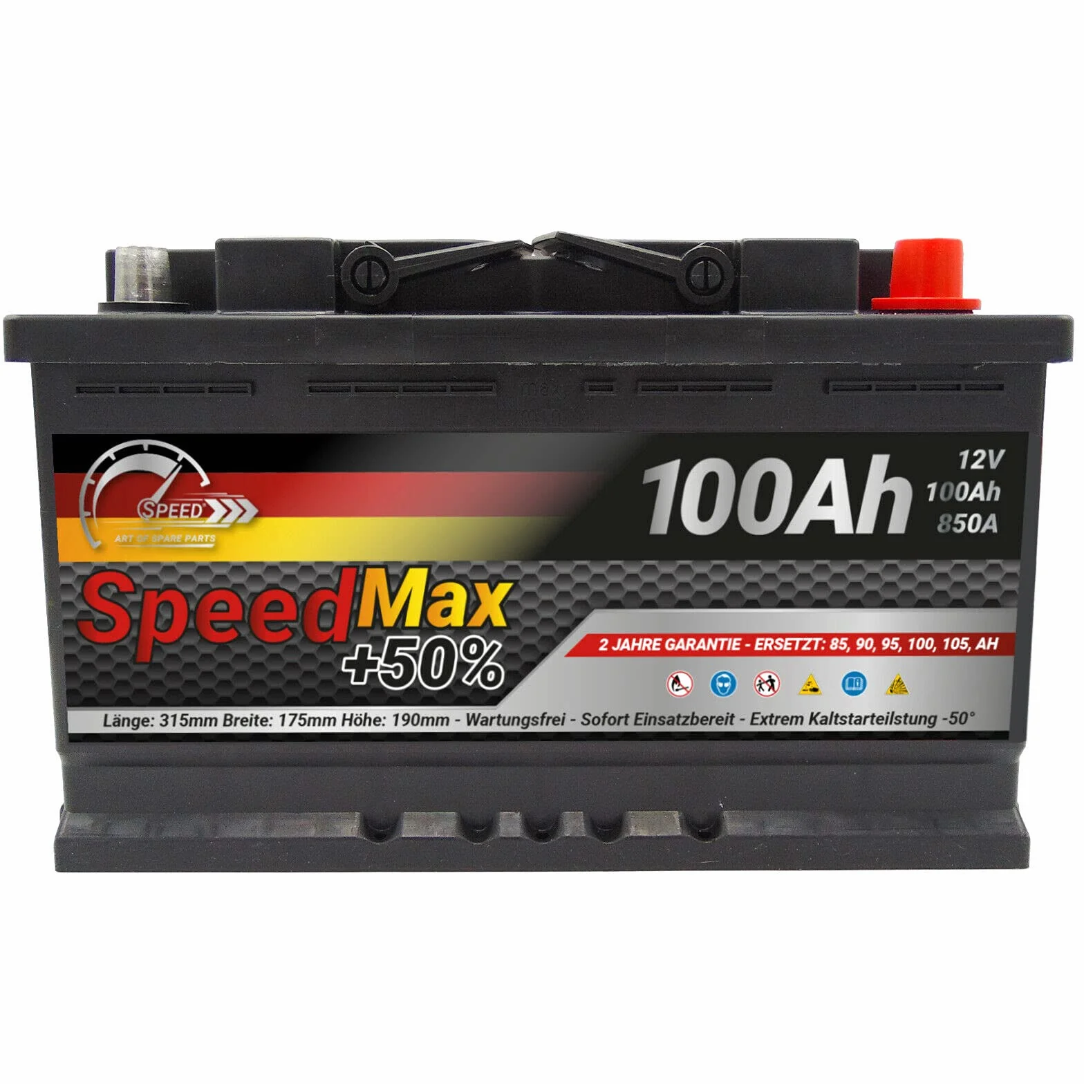 Batteria auto SPEED MAX L4100 100AH 850A 12V = FIamm 100Ah DX+ Pronta all'uso