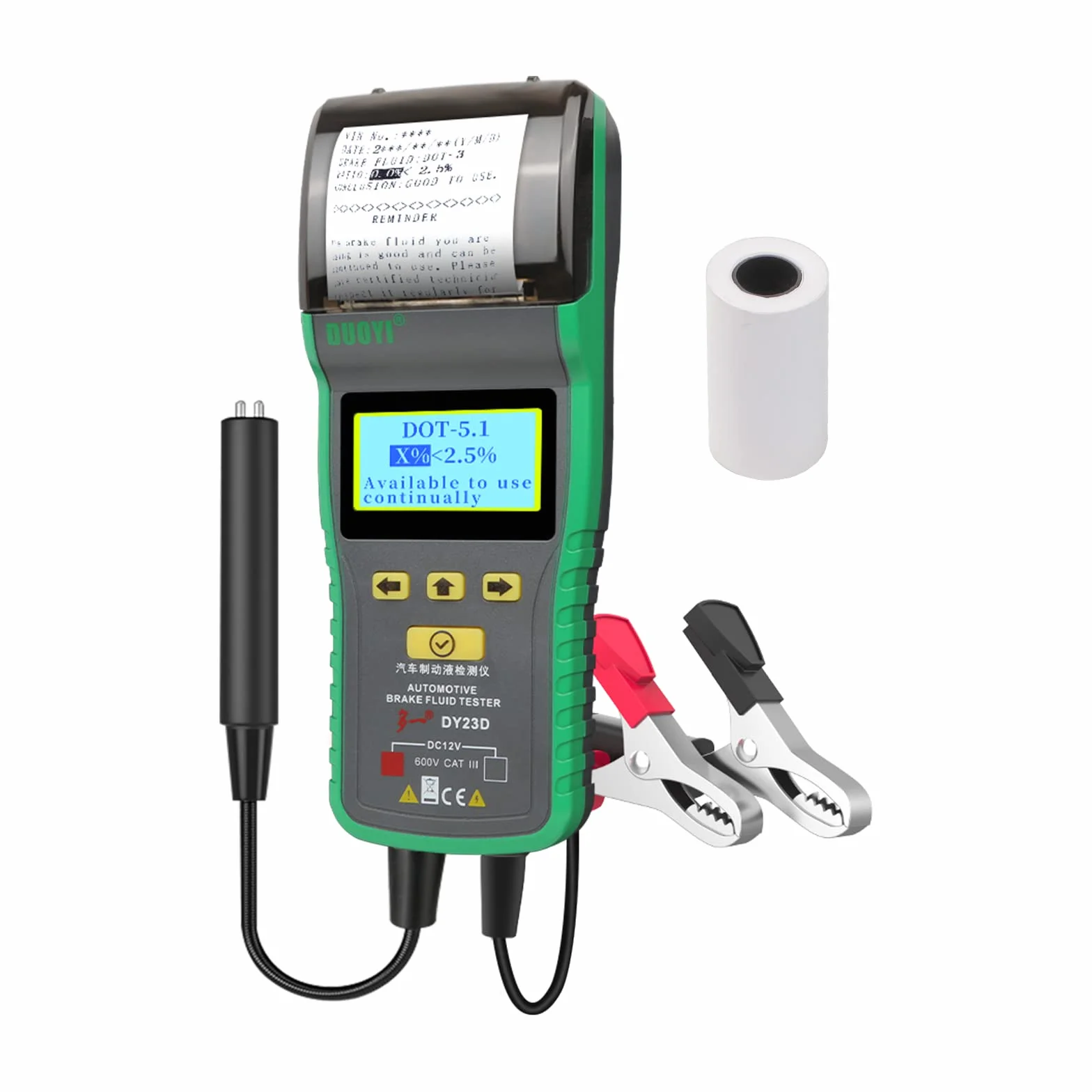 Tester liquido freni per auto DOT3 DOT4 DOT5.1 con stampante e sonda ad alta precisione