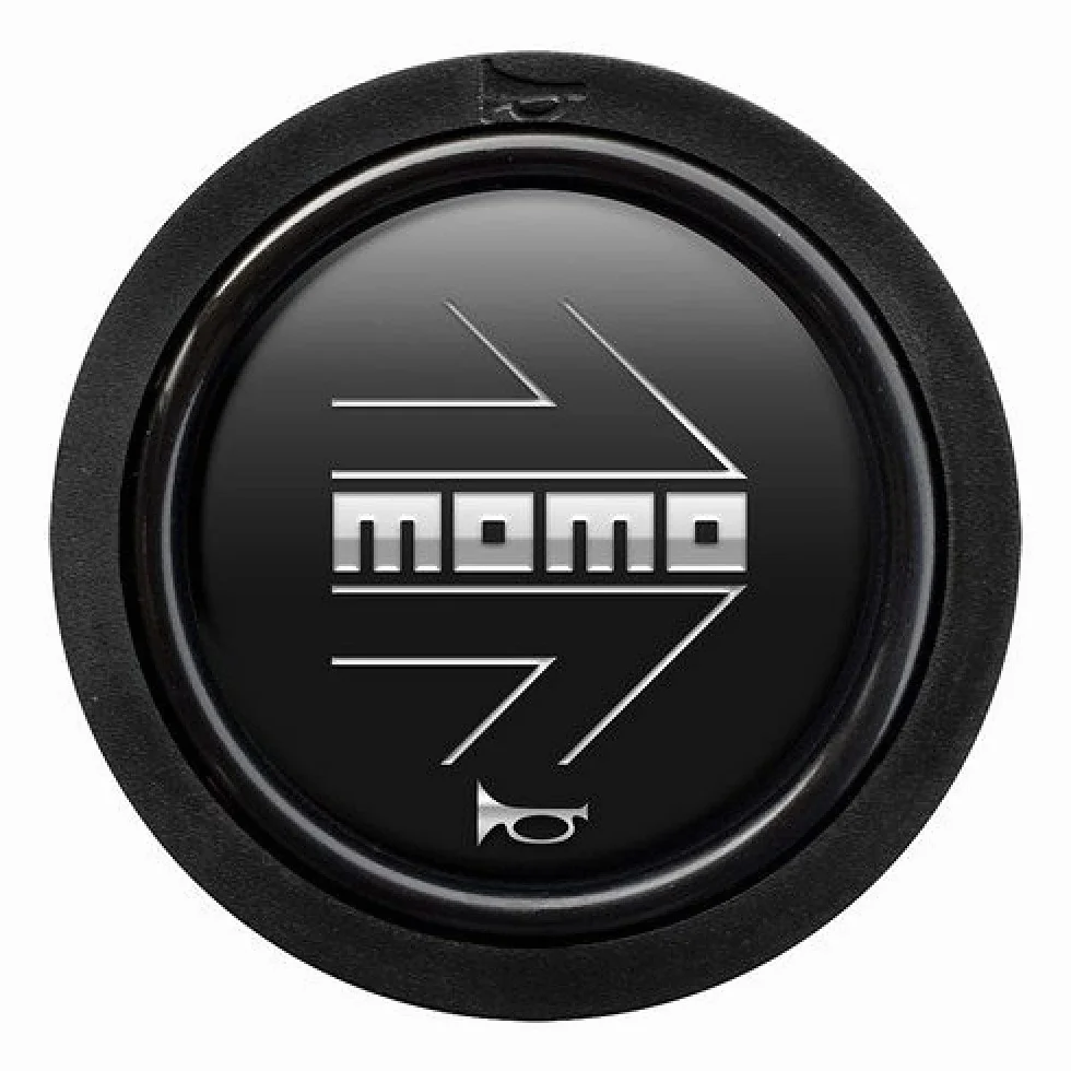 MOMO Arrow Logo Pulsante Matt Black Chrome