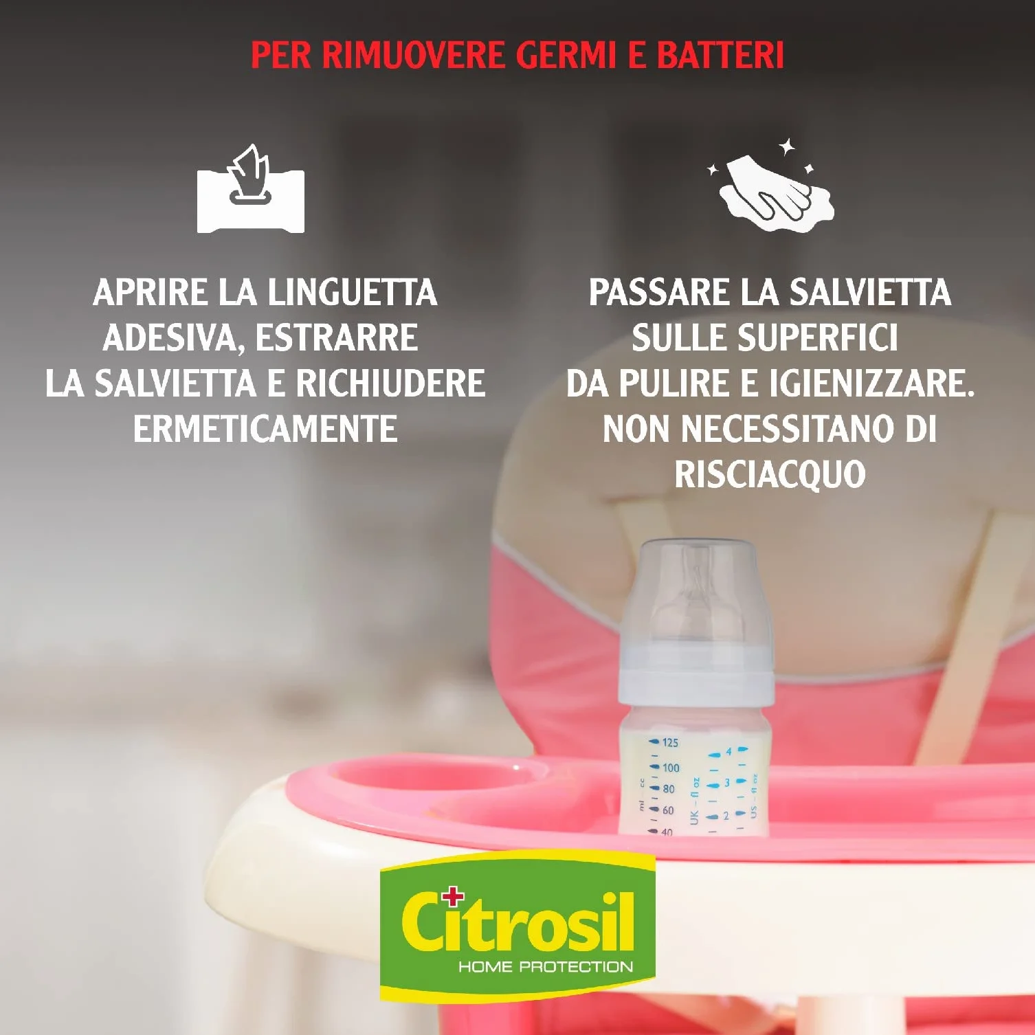 Citrosil Salviette Multisuperfici Igienizzanti 12x40 Panni con Essenze di Limone