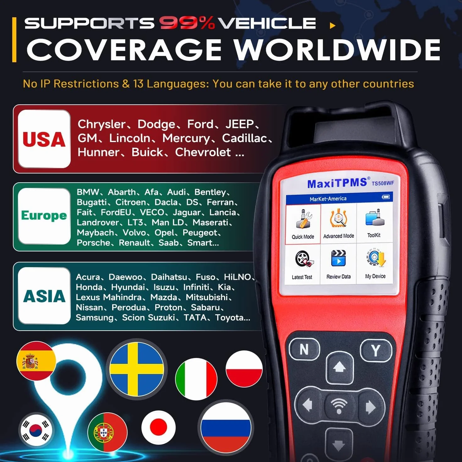 Autel MaxiTPMS TS508WF: 2026 Aggiorna Wi-Fi per TS508 TS501 PRO TS408S, Strumento Programmazione TPMS, Attivazione Tutti Sensori, Program Sensore MX, Ripristino TPMS, Lettura/Cancellazi Codice TPMS