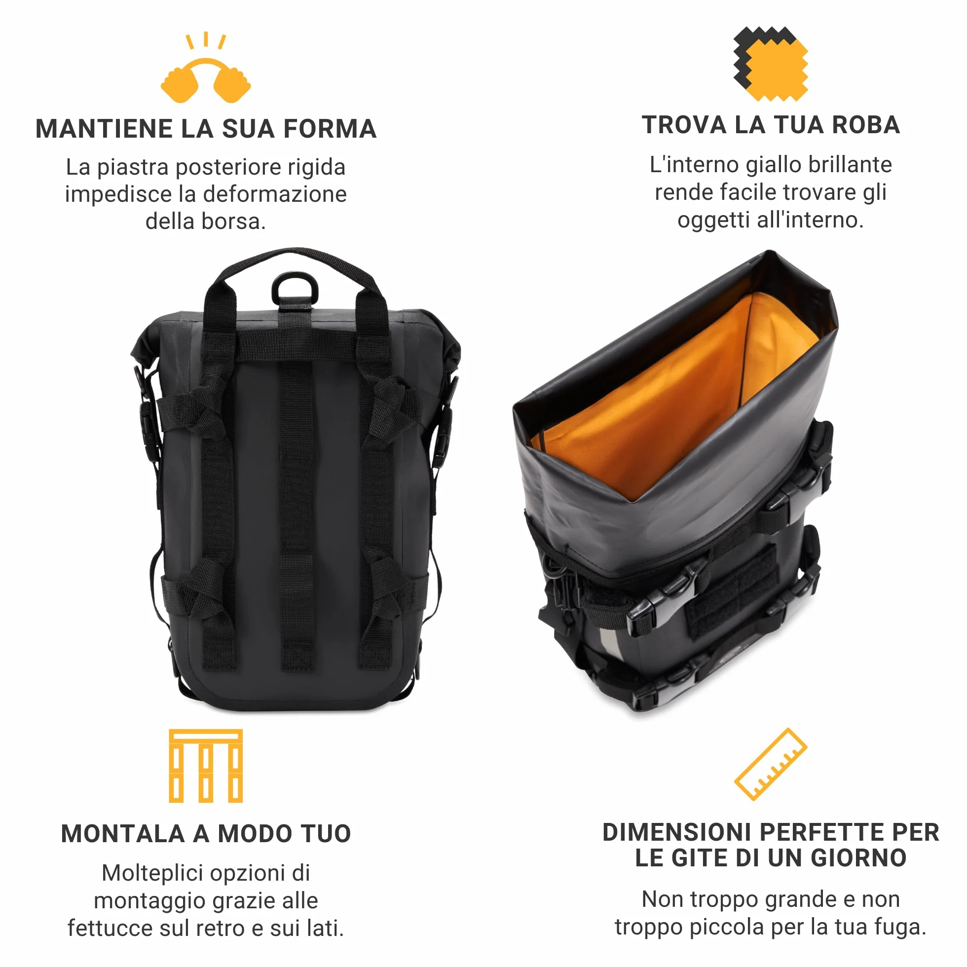Odinsberg 7L Borsa Impermeabile Moto Posteriore Laterale Sella Drybag Rullo Portapacchi