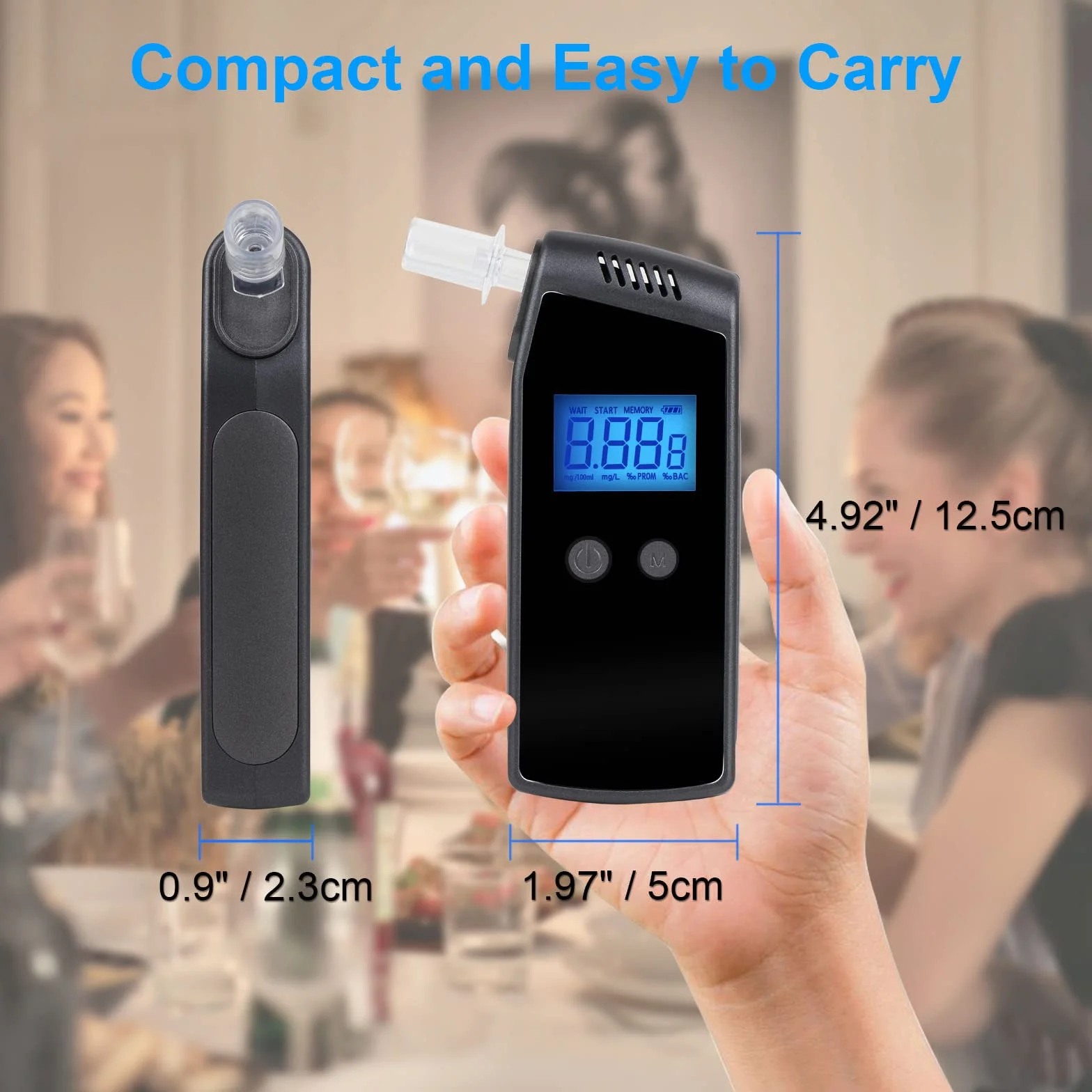 Etilometro, Portatile Alcool Test, Professionale Digitale Alcool Analizzatore con Schermo LCD Display e Sensore Semiconduttore, 20 Boccagli