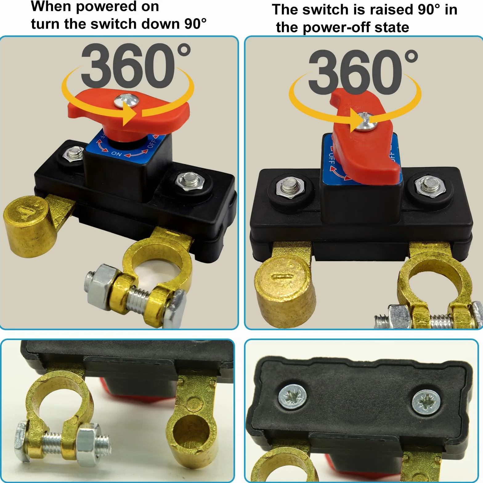 Interruttore di interruzione dell'alimentazione della batteria dell'auto, interruttore di disconnessione ad alta conduttività con trasmissione stabile in rame puro, interruttore di disconnessione