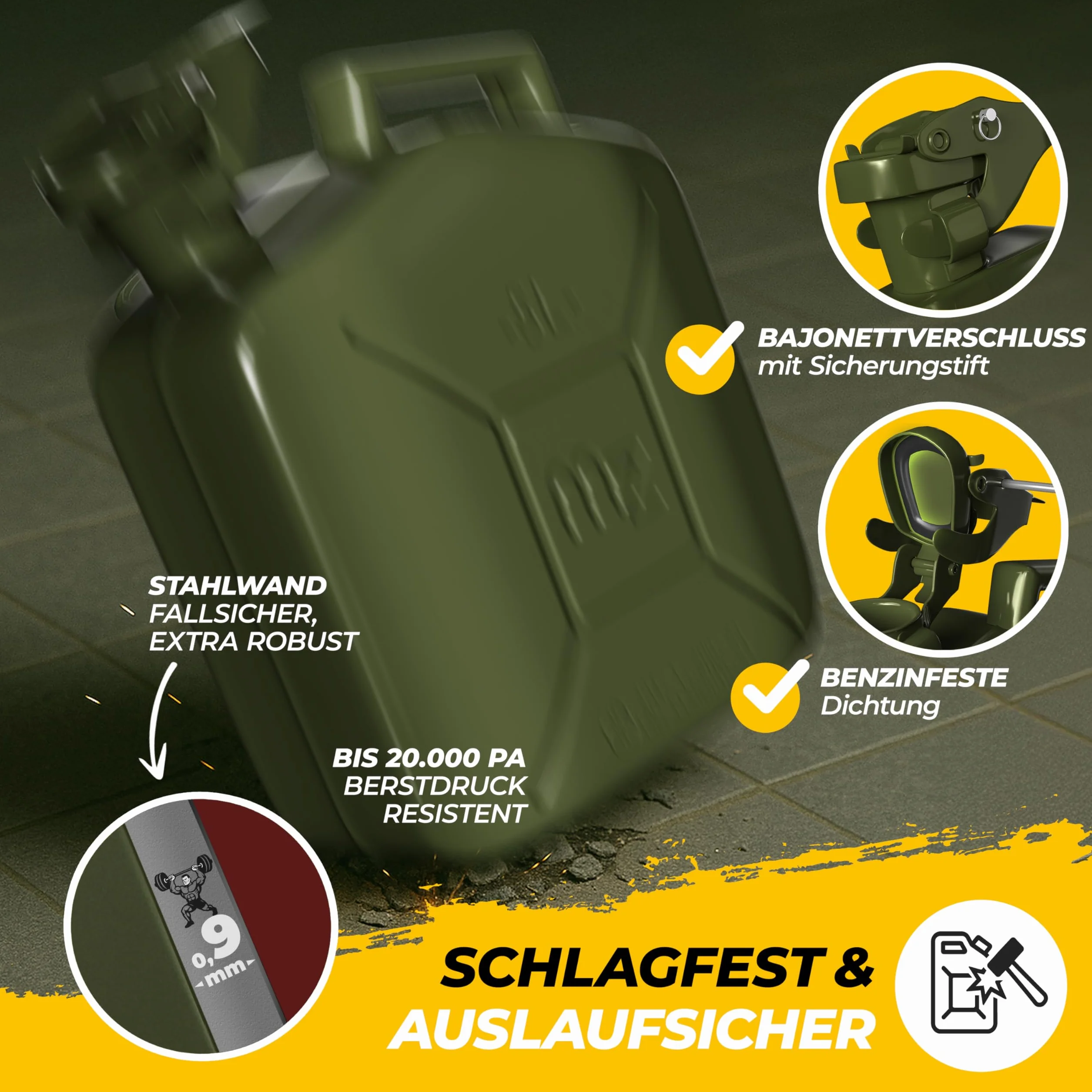 Monzana Tanica Benzina 5L Metallo Diesel Contenitore Carburante Omologato