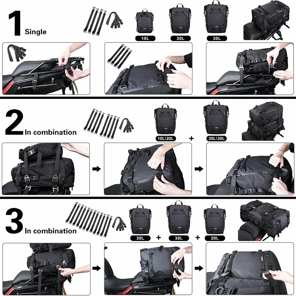 ENJOHOS Borsa Moto Posteriore Impermeabile 20L Zaino Moto Sella Serbatoio