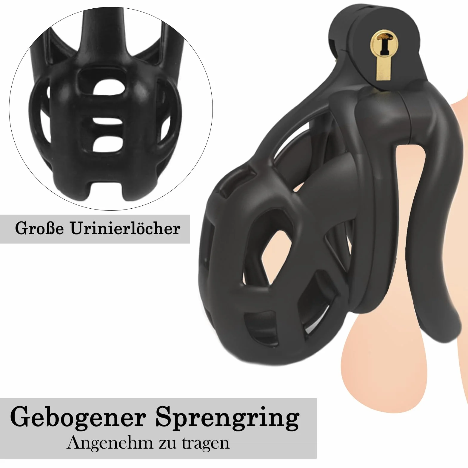 BDSMYOU Chastity Cage Gabbia per Pene Sex Toys Bondage Uomo con 4 Anelli Testicolari Arcuati (XS)