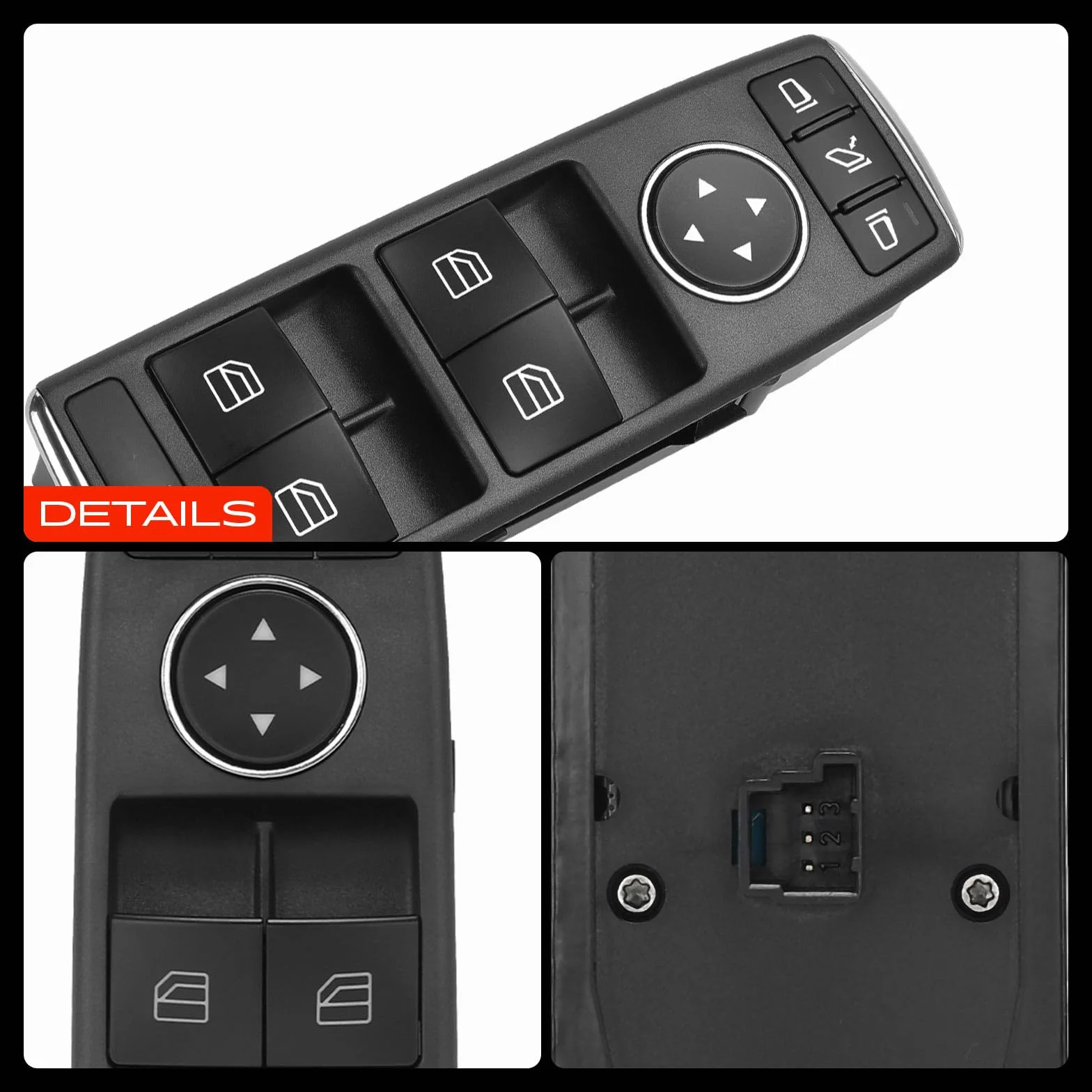 Frankberg Interruttore a pulsante per auto Anteriore sinistro Compatibile con Classe A W176 A45 AM.G A160-A250 B-Class W242 B160-B250 CLA Coupé C117 AM.G CLA 45-250 Replace# 1669054400649100