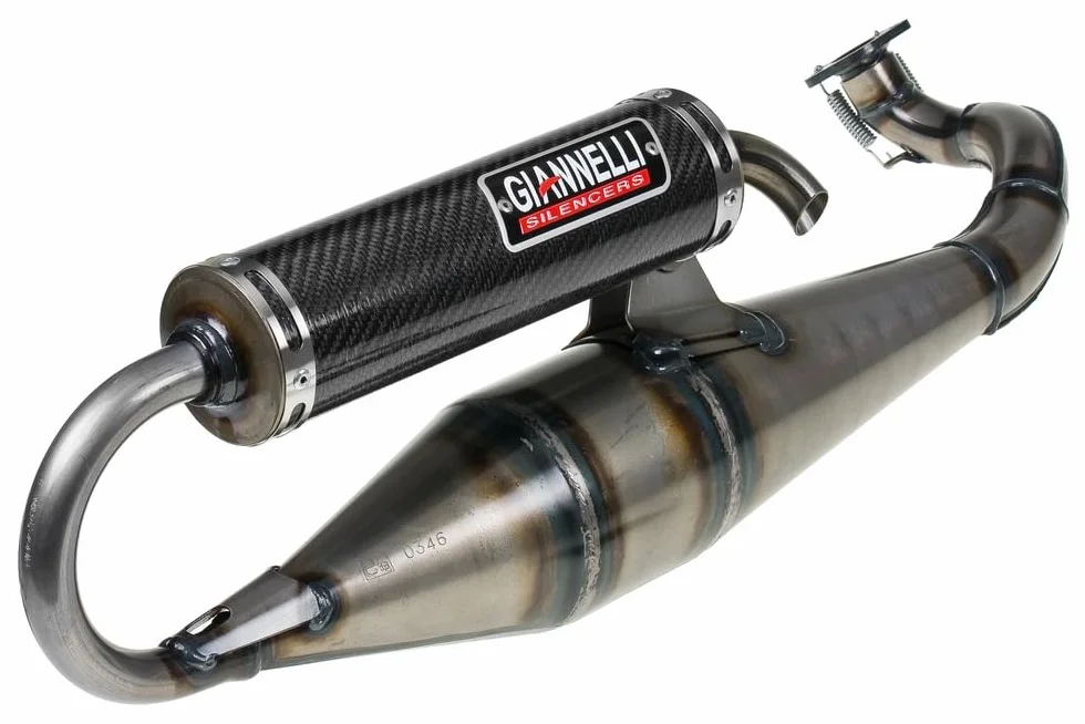 GIANNELLI MARMITTA SCOOTER SHOT V4 MOTORE MINARELLI ORIZZONTALE OMOLOG. E13 0346 CON SILENZIATORE CARBONIO