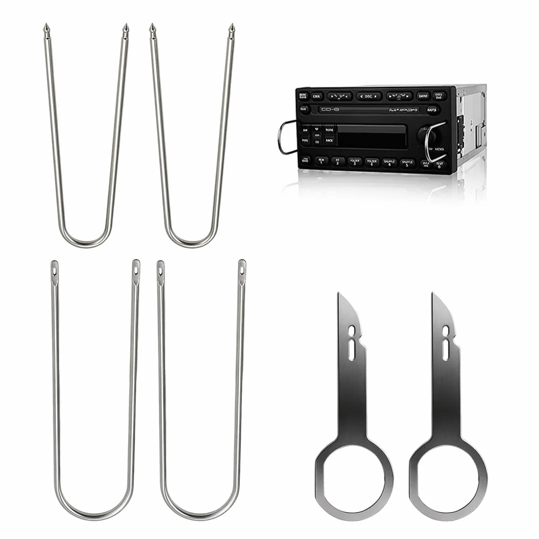 6 Pezzi Kit Smontaggio Autoradio, Chiavi Per Disinstallazione Stereo Auto, Attrezzi Per Rimozione E Installazione Lettori CD DVD E Manutenzione, Per Auto Efficienza Professionale