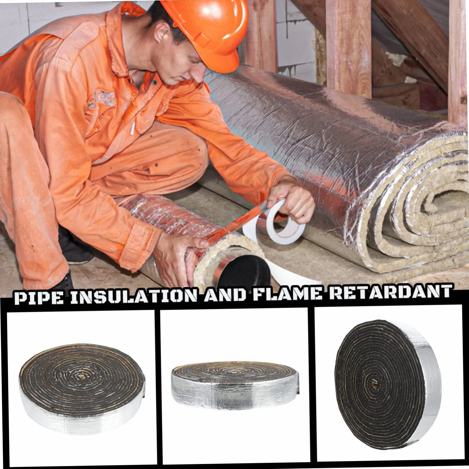 ULTECHNOVO 1rotolo Pannello Fonoassorbente Cotone Isolante Con Rivestimento Alluminio Protezione Termica e Acustica Per Coibentazione Tubazioni e Bagagliaio Auto Spessore