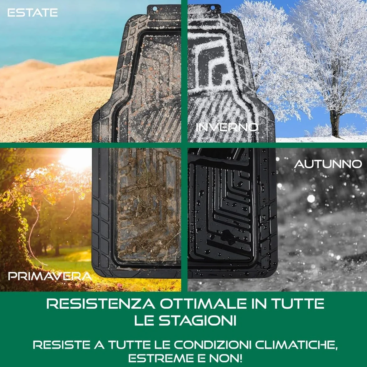 SERIE 4 TAPPETI - TAPPETINI IN GOMMA TPE NERI PER FIAT PANDA III DAL 2012 in poi