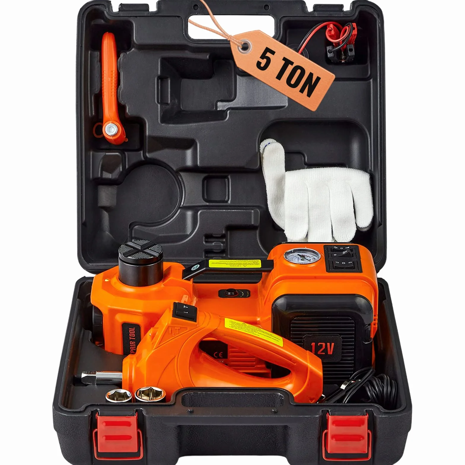 VEVOR Kit Martinetto Idraulico Sollevatore 5 Tonnellate 12V 180W 15A 10bar