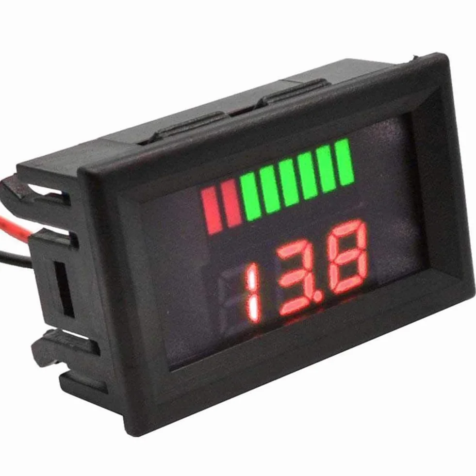 ARCELI Car Marine Moto LED Voltmetro digitale Voltmetro Indicatore di livello batteria 12V-60V (rosso)