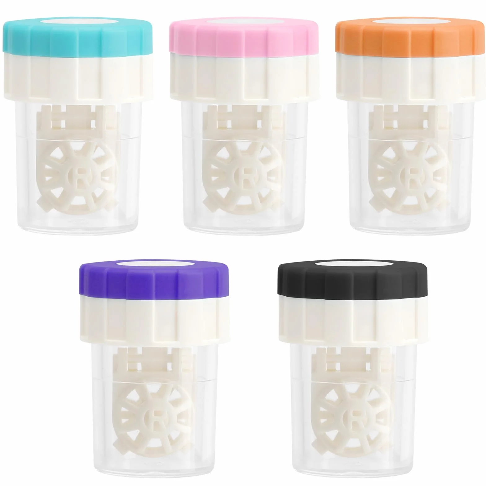 APOMOONS 5 pezzi porta lenti a contatto, Mini portalenti con cestino, contenitore lenti a contatto portatile 4,7x3,7cm