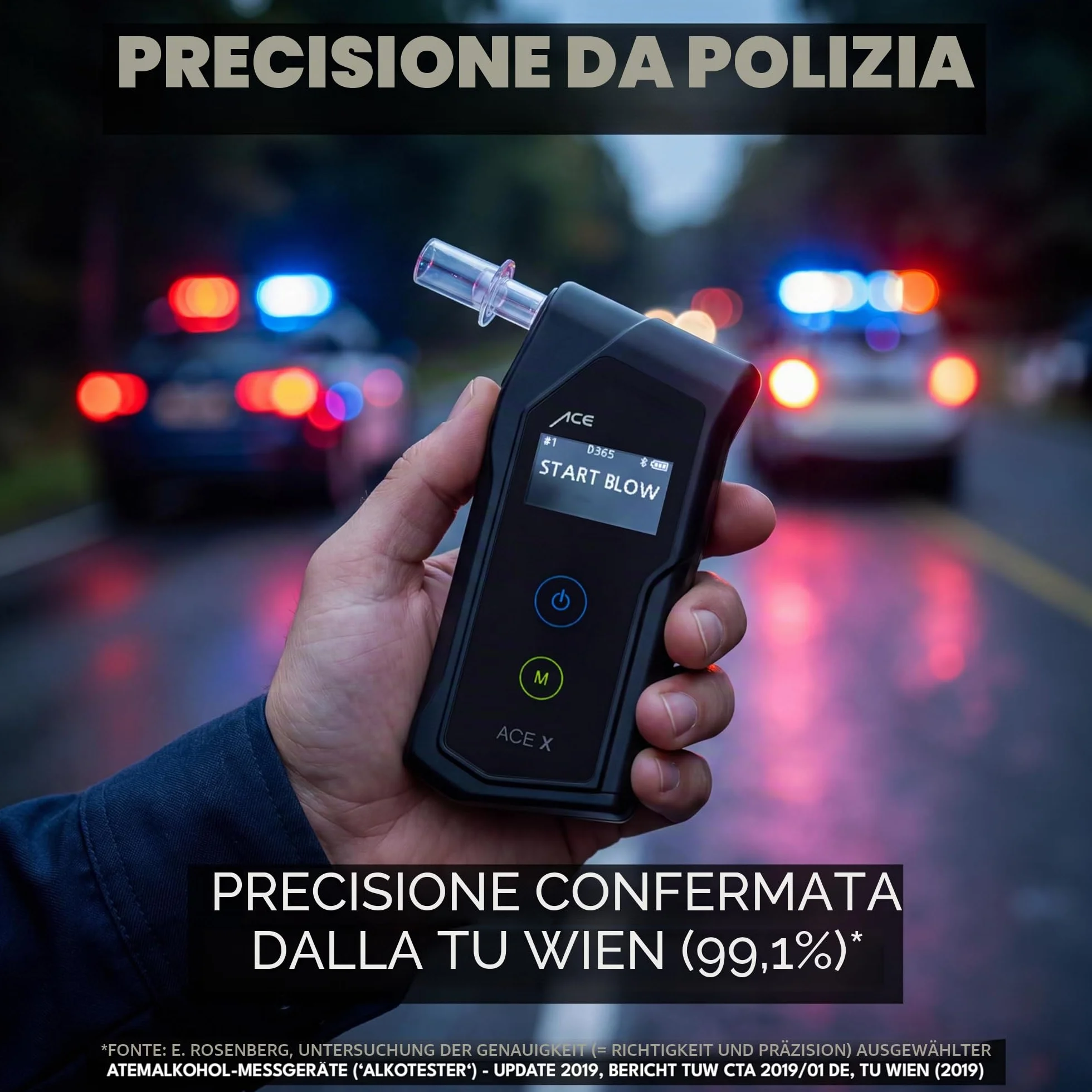 Ace etilometro Tester Digitale Polizia TU Vienna precisione 99,1%