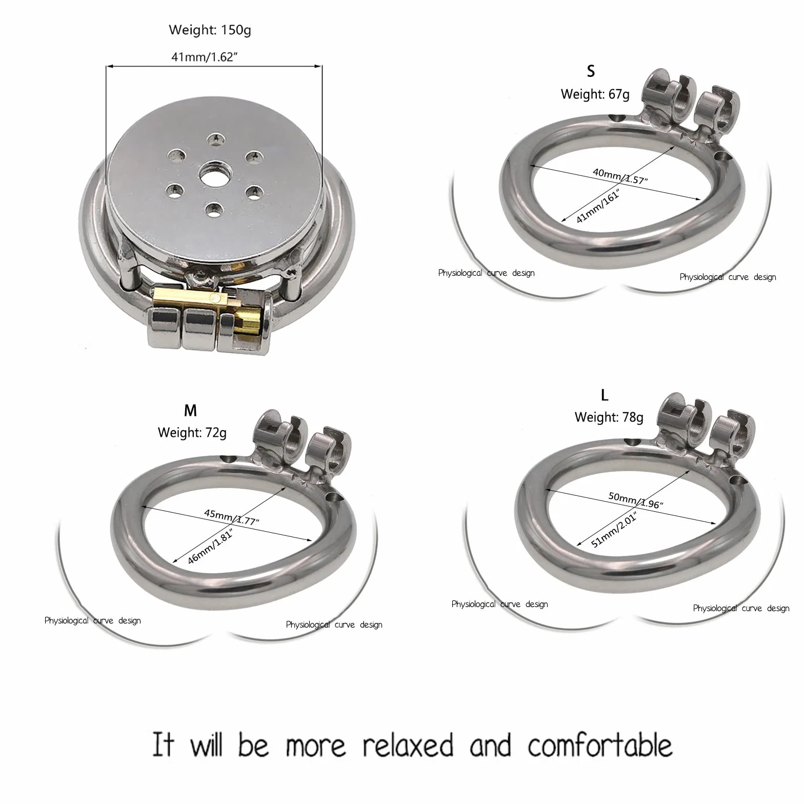 Piatto Chastity Cage Uomo Sex Toy Gabbia Pene Metallo Bdsm Male Chasity Cage (L)
