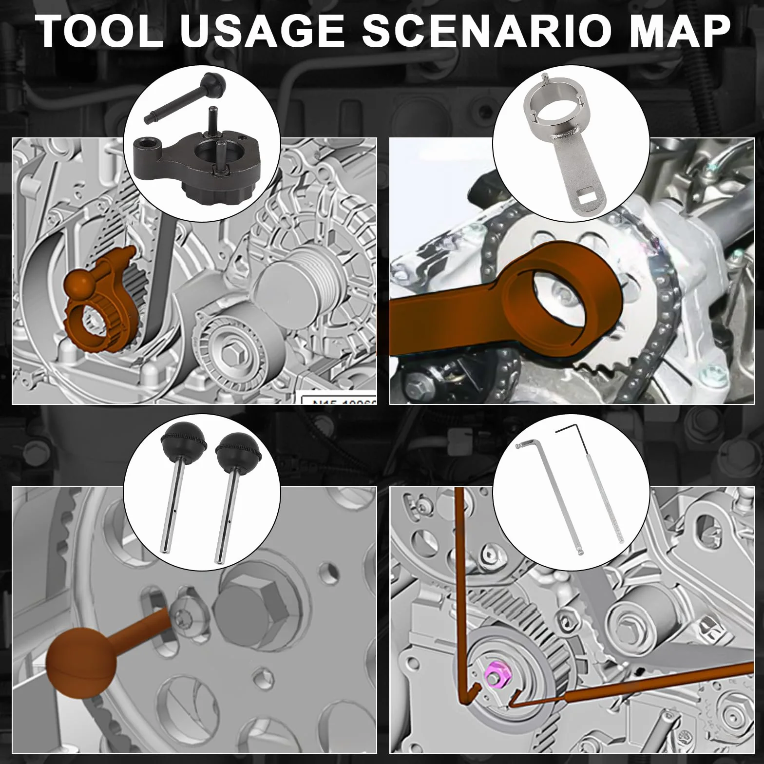 Set di 10 Pezzi Kit Messa in Fase Compatibile con VW SEAT Skoda 1.6 2.0 TDI CR, Attrezzo di Regolazione del Motore con Scatola Portaoggetti