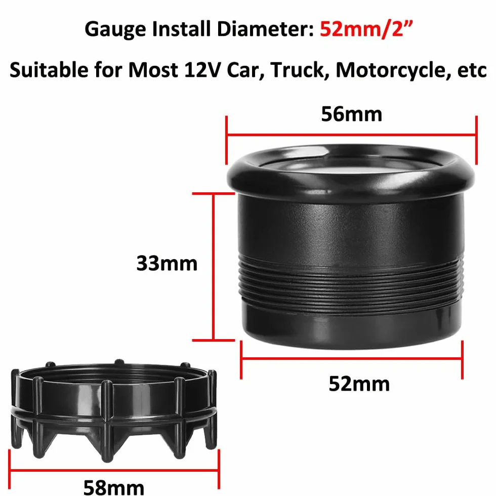 Manometro Turbo Boost 2" 52mm Indicatore Calibro per Auto Bar Luce Rosso Digitale Strumento Misuratore Pressione con Sensore