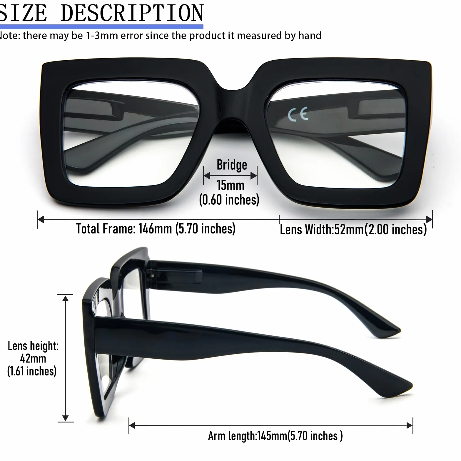 KoKoBin 3 Confezioni Occhiali da Lettura Donna Montatura Quadrata Blocco Luce Blu Nero Marrone Leopardo Trasparente 2 Diottria