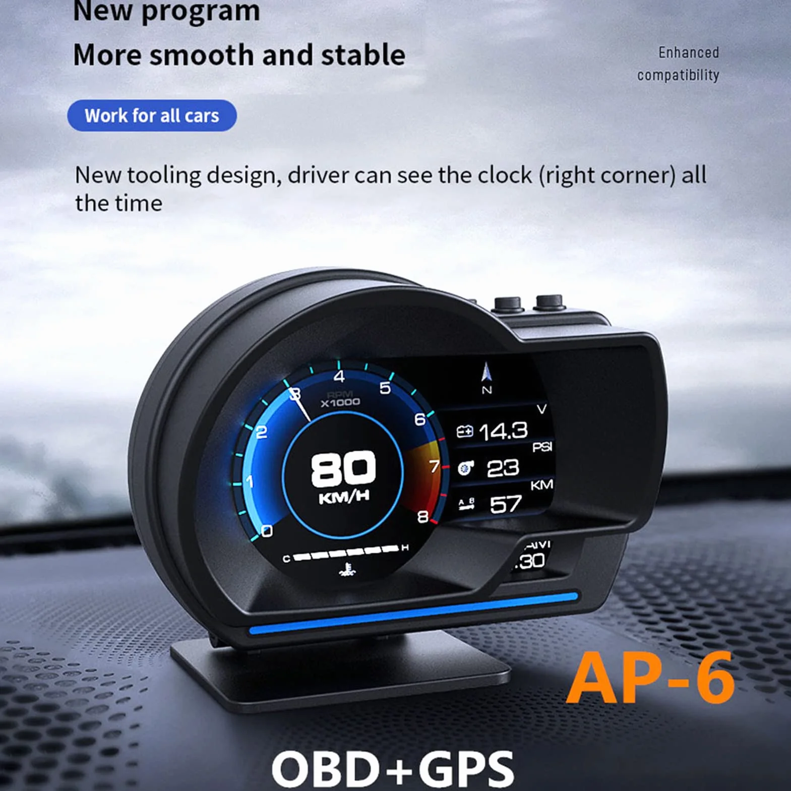 Display HUD per Auto OBDⅡ GPS Smart Gauge Tachimetro Strumento diagnostico Eliminazione codice Errore Guida sicura Allarme guasto Computer