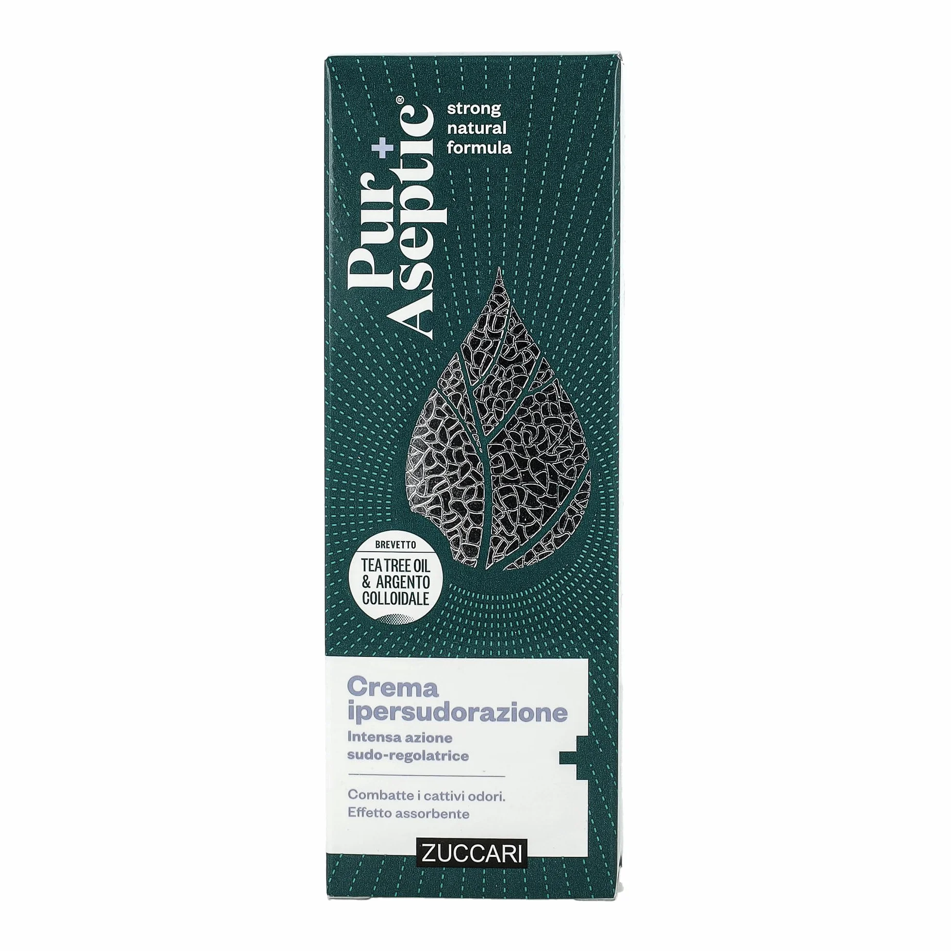 Zuccari PurAseptic Crema Ipersudorazione 75ml Trattamento Sudo-Regolatore con Silver Tea Tree Oil, Tropolone e Allume di Potassio