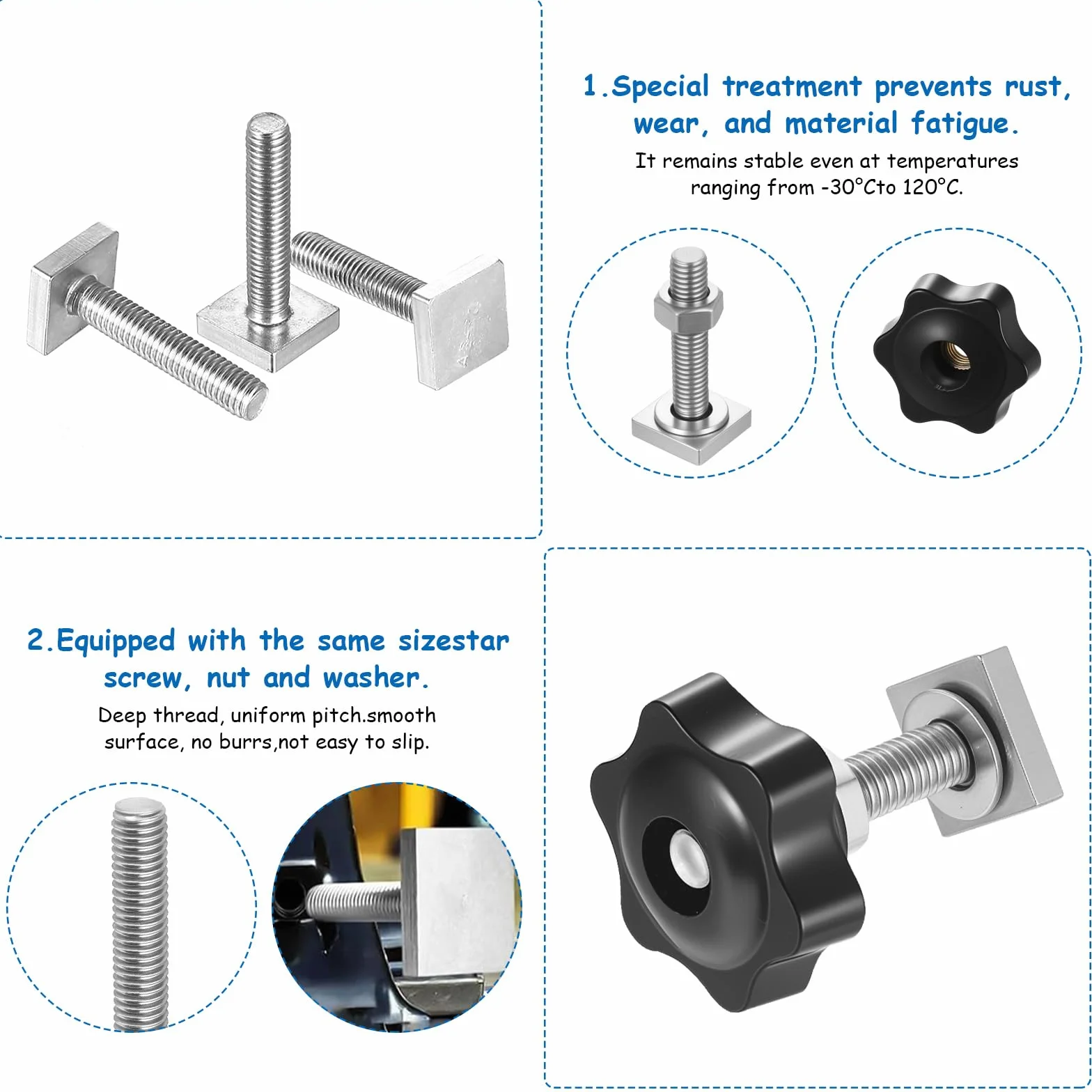 4 Set Dadi Scanalati a T M8 x 40 mm, Dadi a T M8, Adattatori Bulloni a T con Dadi a Stella e Rondelle per Adattatori Portapacchi, Box da Tetto, Portabici e Binari