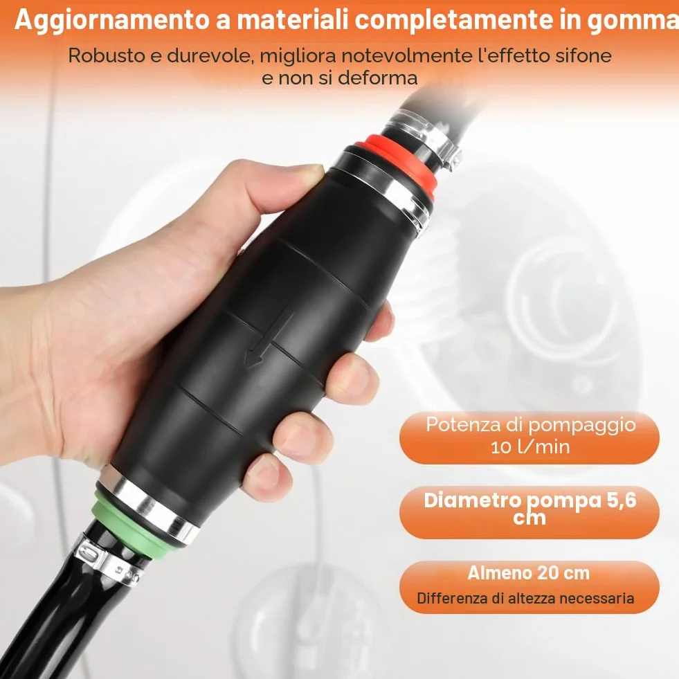 Flintronic Pompa Manuale a Sifone, Trasferimento Manuale 14mm Tubo, Portatile Pompa Travaso Gasolio, Pompa Travaso Gasolio ad Alto Flusso per Travaso Liquidi, Benzina, Olio