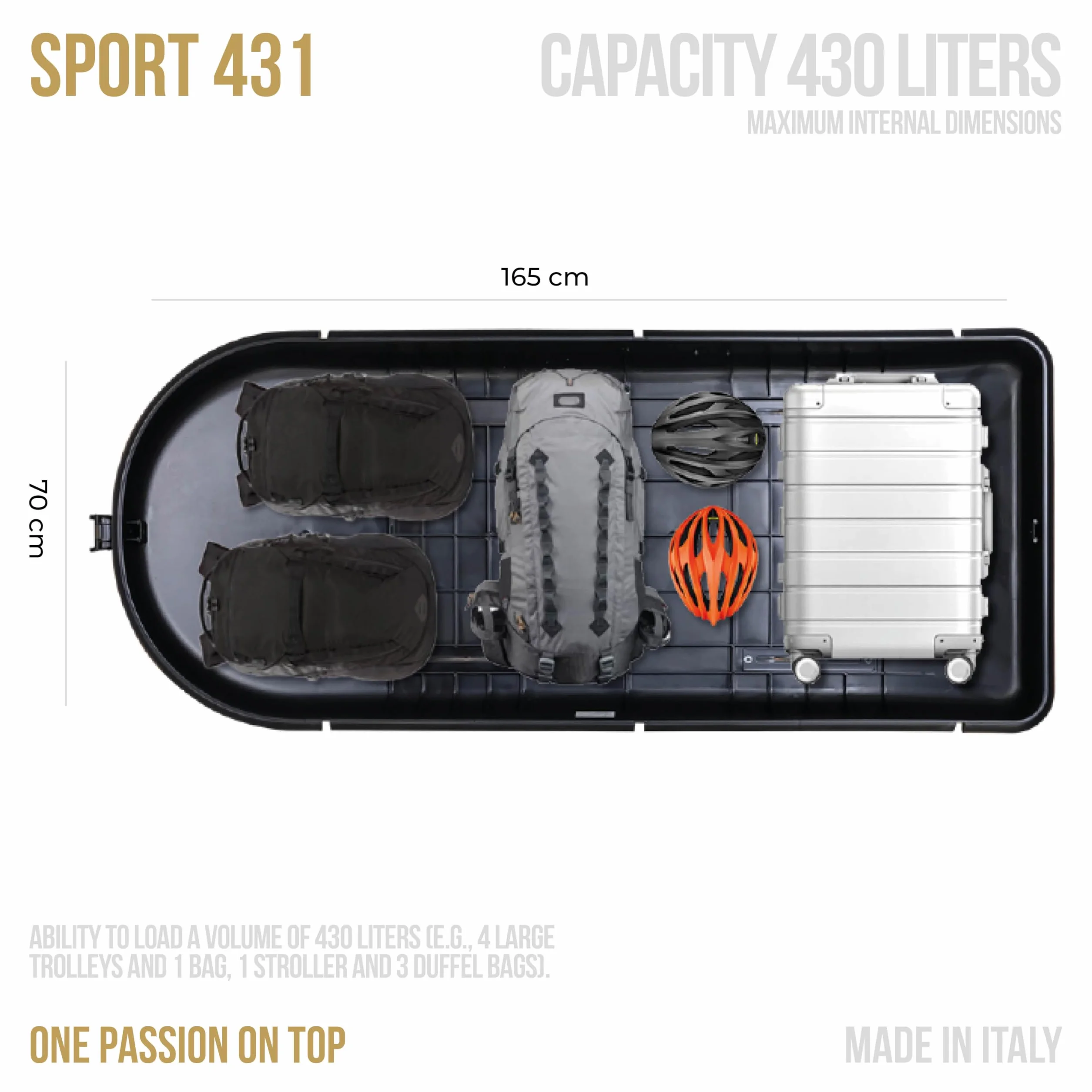 Tetrax CAM Box Sport 431 430 Litri Grigio Scuro