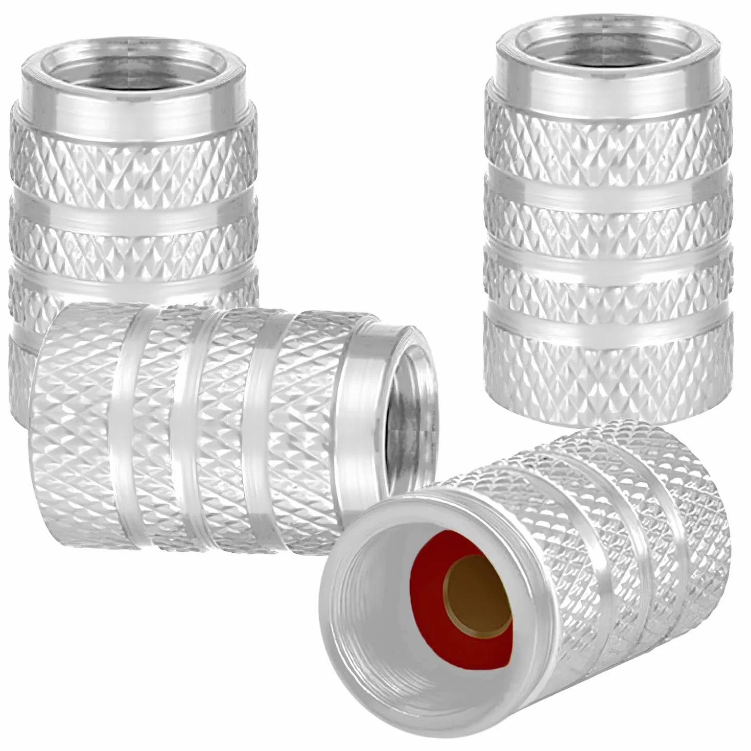 Tappi per valvole pneumatici in alluminio 4 pezzi antipolvere per auto metallo universali con guarnizione