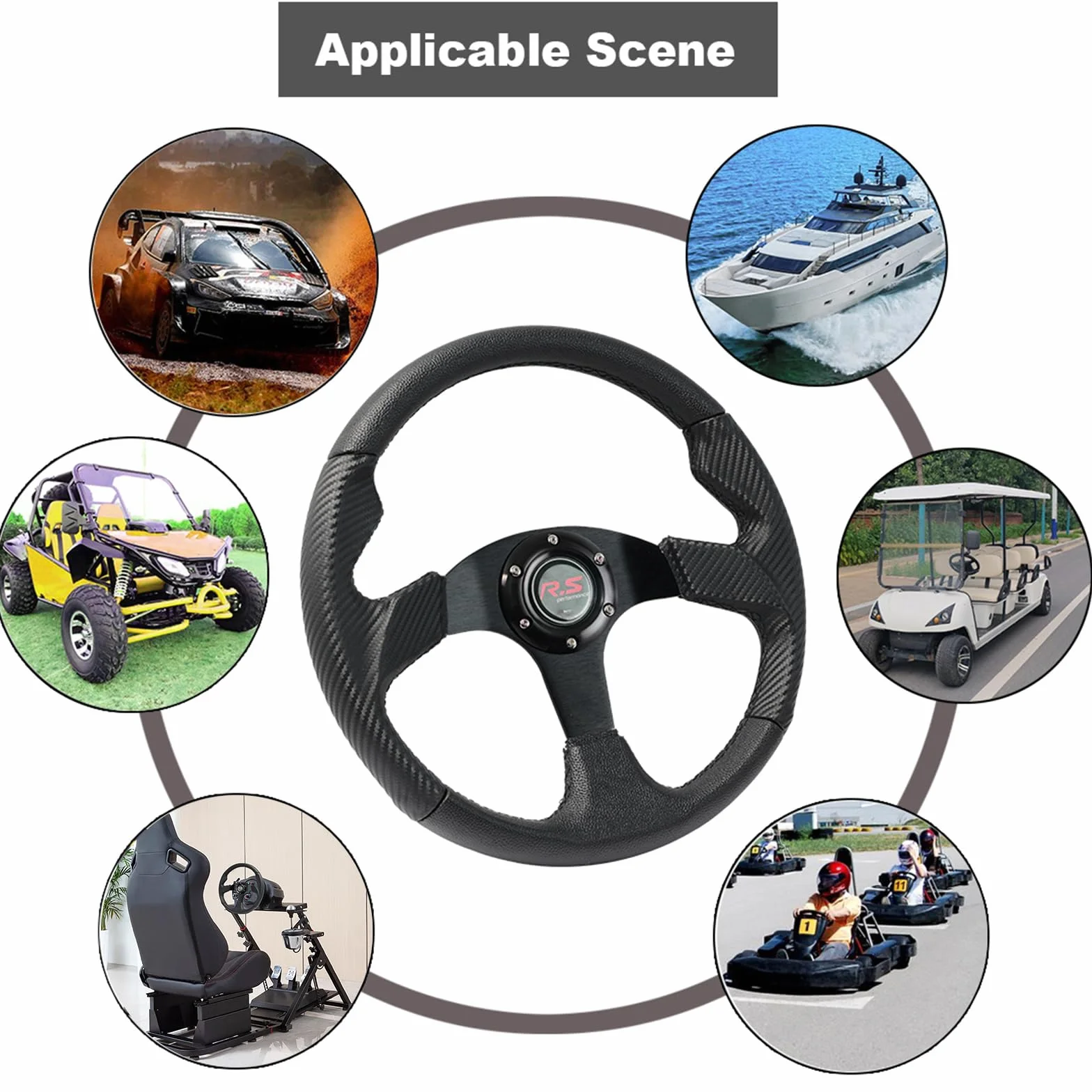 AUTOXBERT Volante 350mm 14" Pelle PVC Drift Rally Sport 6 Bulloni Clacson Universale per Corse